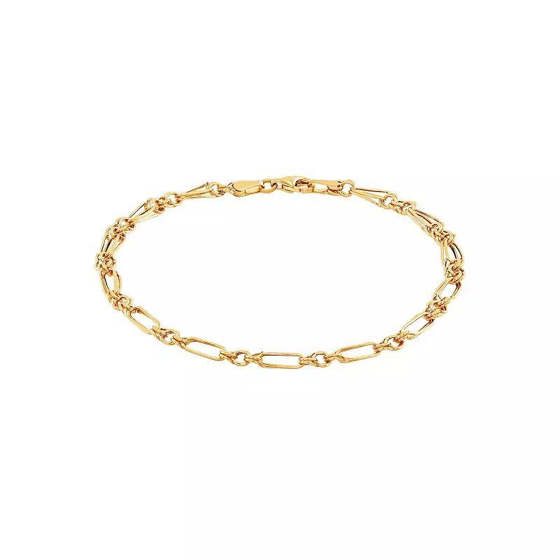 Everlasting Gold 10k Gold Flat Double Link Bracelet, Womens Product Image