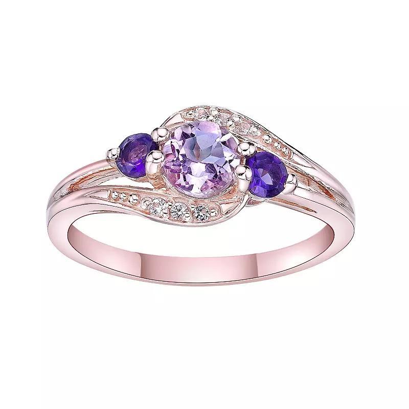 Gemminded 14k Rose Gold Over Silver Pink Amethyst & White Topaz Ring, Women's, Size: 6, Pink Tone Product Image