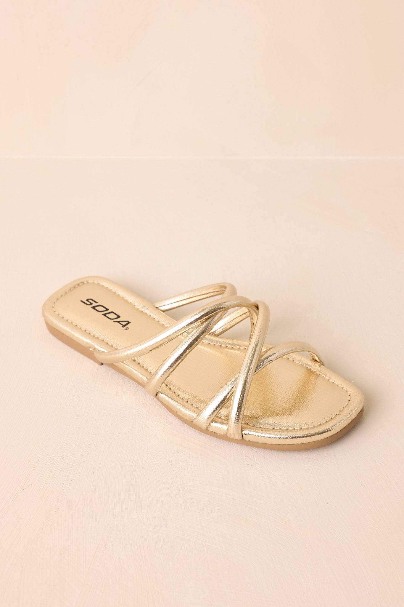 Wide Open Spaces Metallic Gold Flat Slide On Sandals Product Image