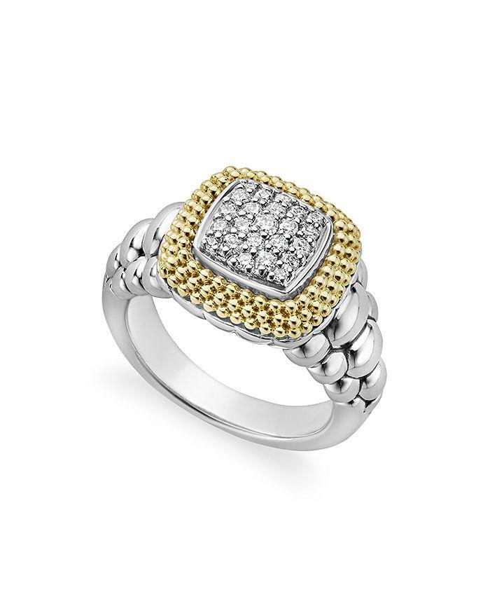 LAGOS 18k Gold And Sterling Silver Diamond Lux Square Ring Product Image