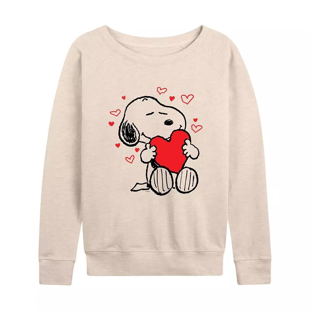 Women's Peanuts Snoopy Hearts French Terry Long Sleeve Tee,  Product Image