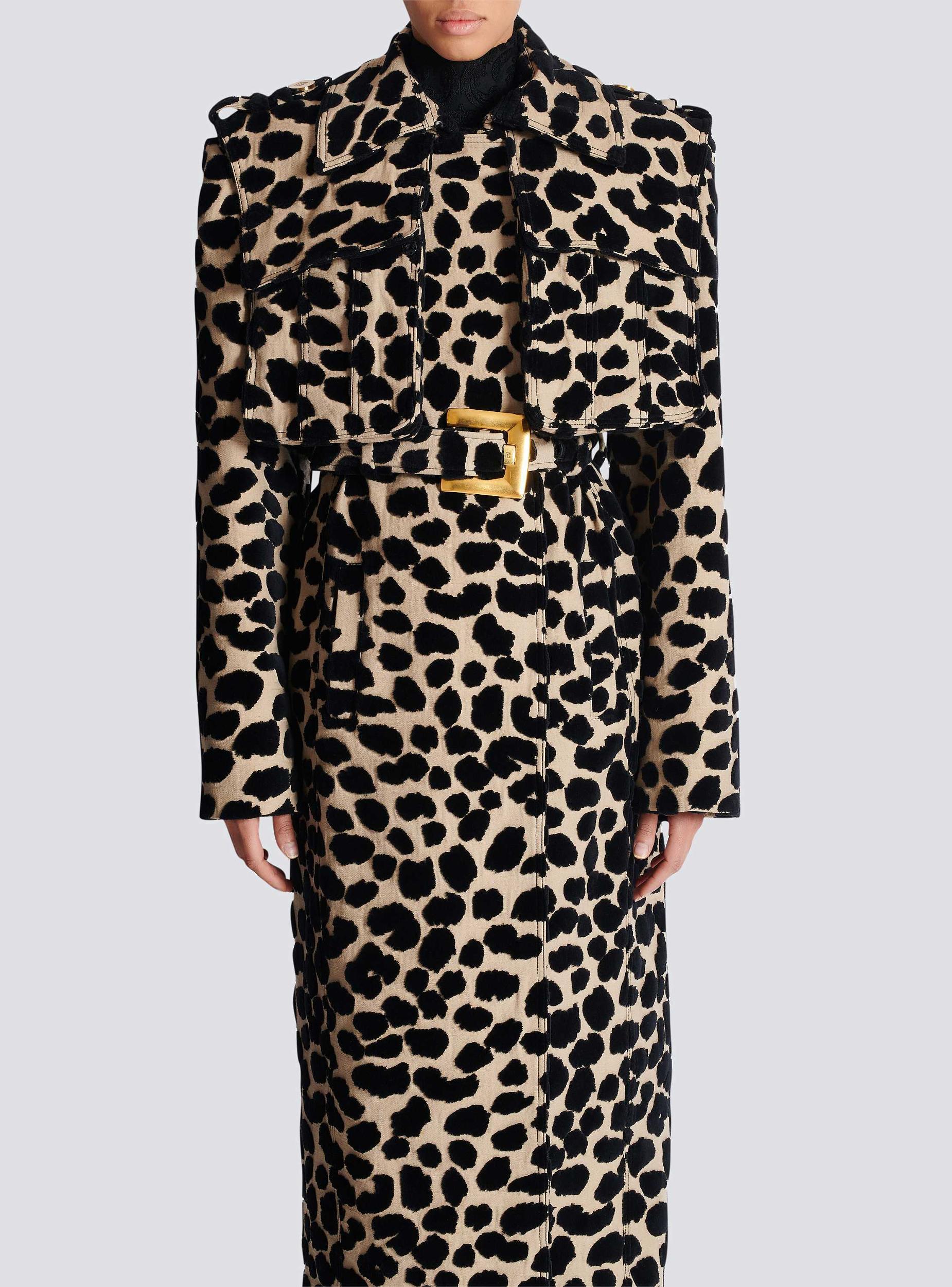 Leopard print jacquard belted trench Product Image