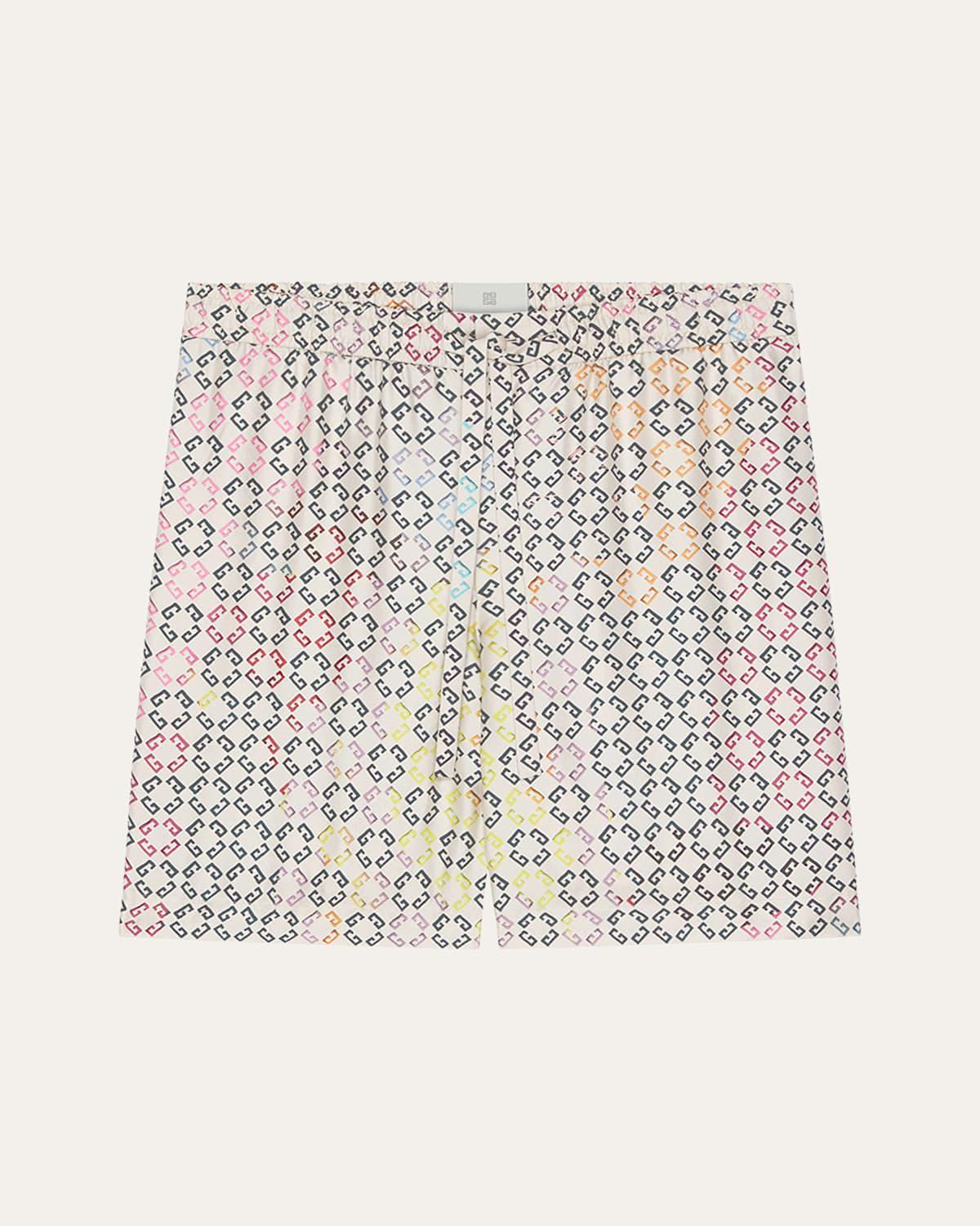 Mens Multicolor Monogram Silk Shorts Product Image