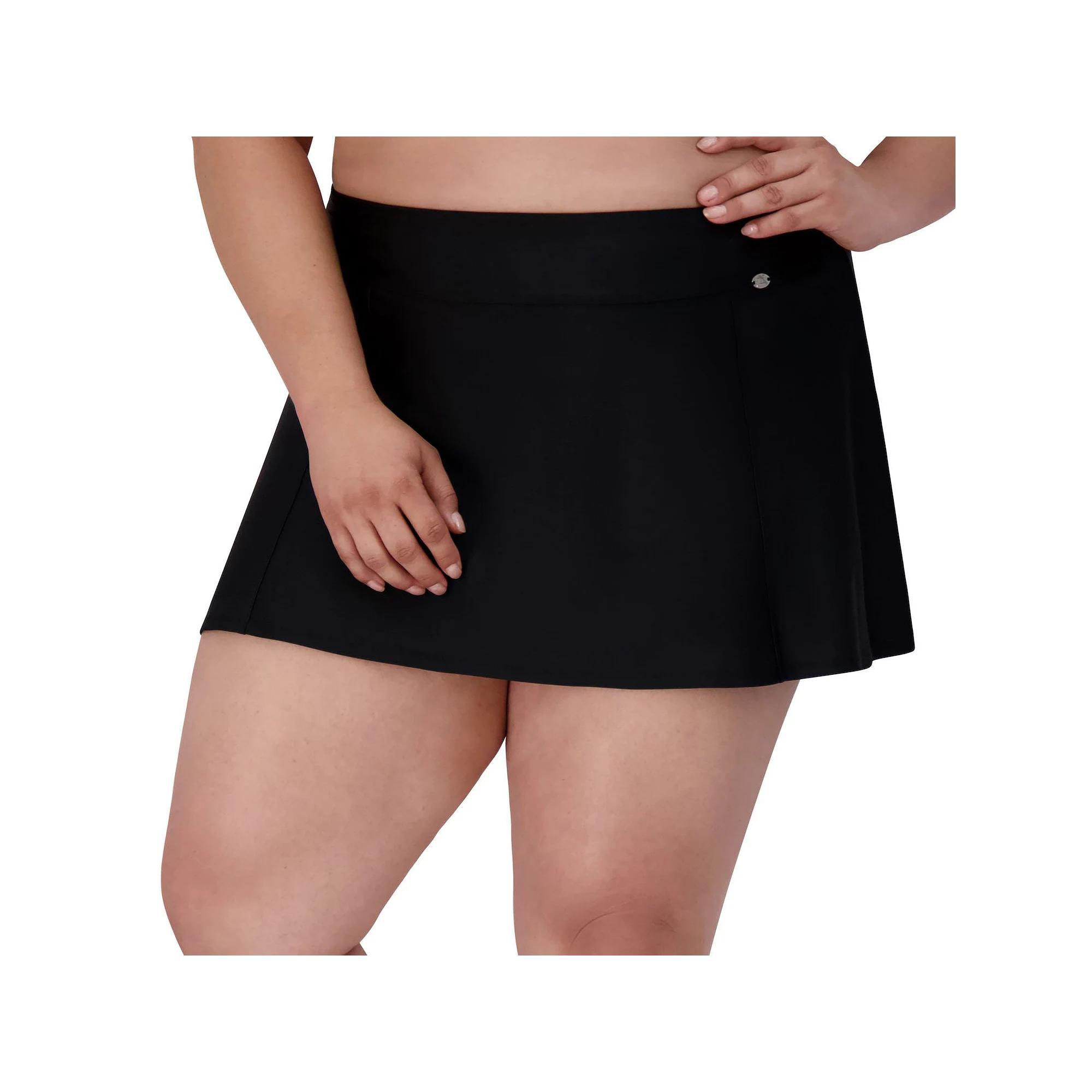 Plus Size ZeroXposur Swing Skirtini Swim Bottoms, Women's, Size: 1XL, Liquorice Product Image