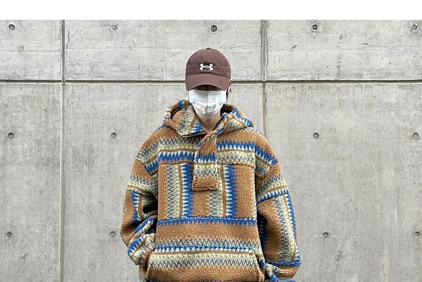 Patterned Faux Shearling Hoodie Product Image