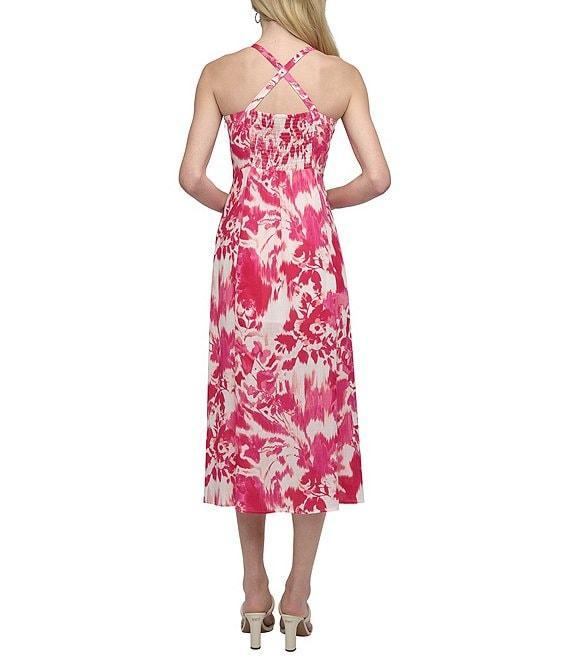 DKNY by Donna Karan Floral Print Bow Front Midi Dress Product Image