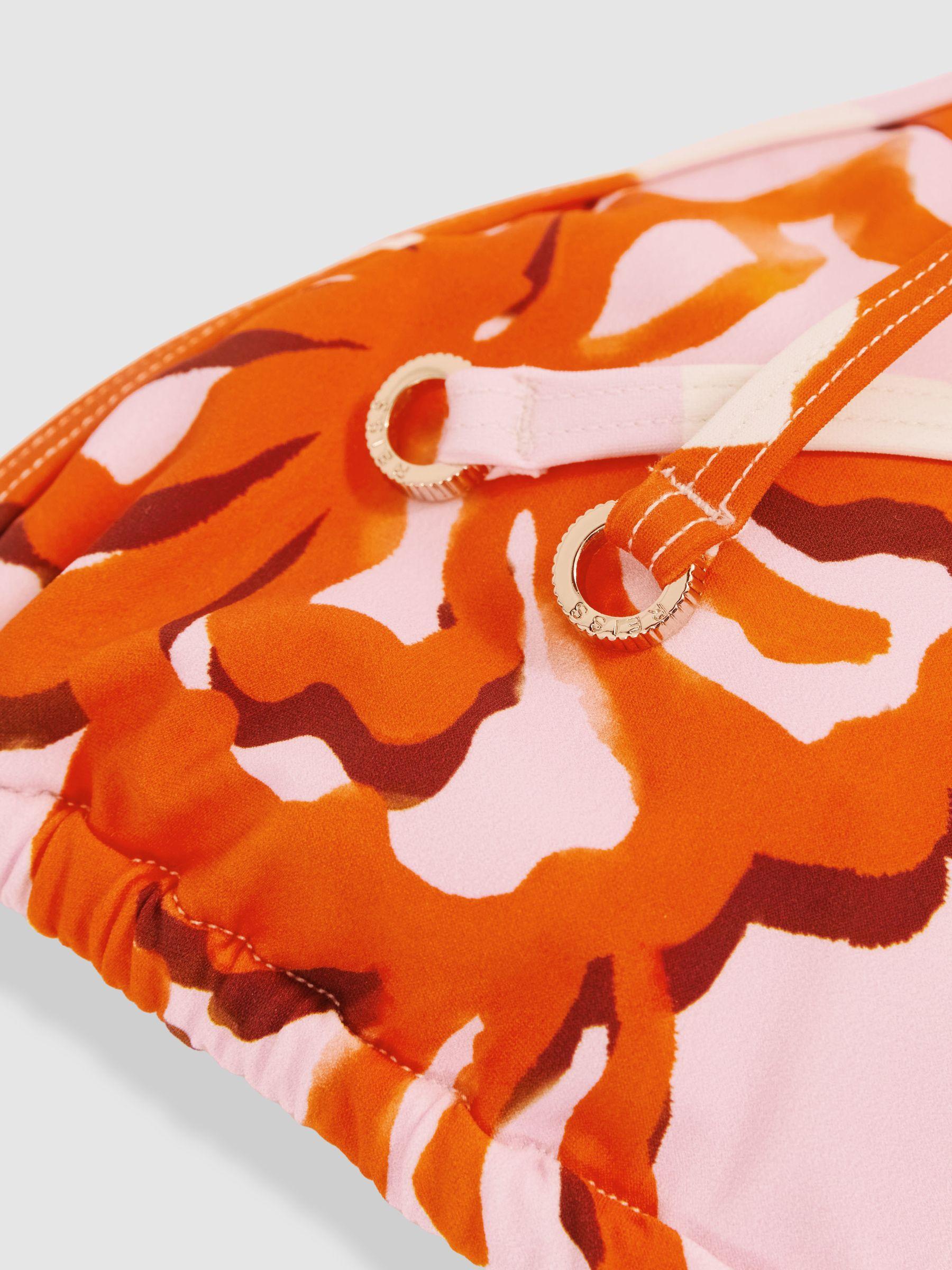 Printed Triangle Halter Neck Bikini Top in Pink/Orange Product Image