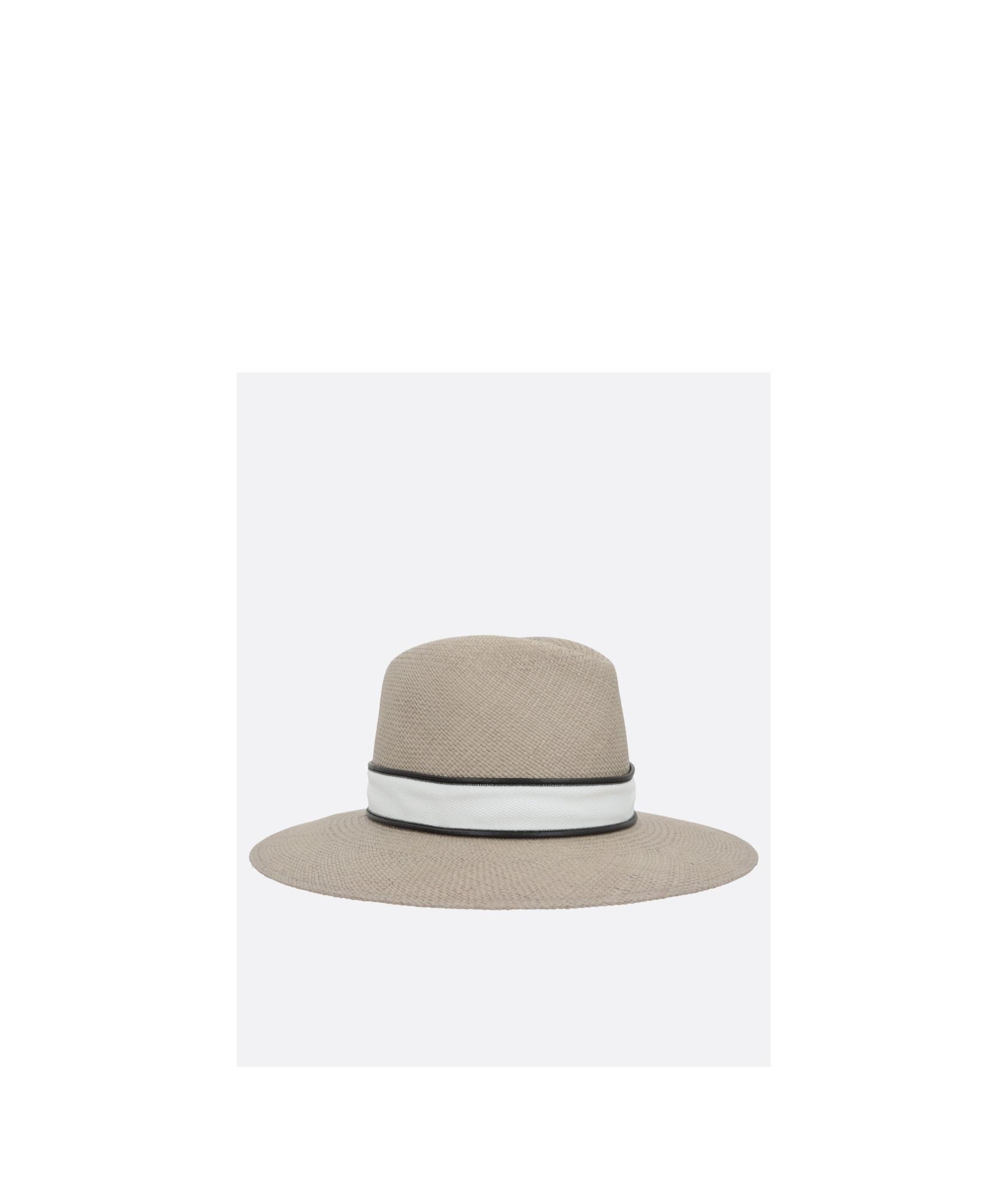 BRUNELLO CUCINELLI Straw Fedora With Wide Brim In Neutrals Product Image