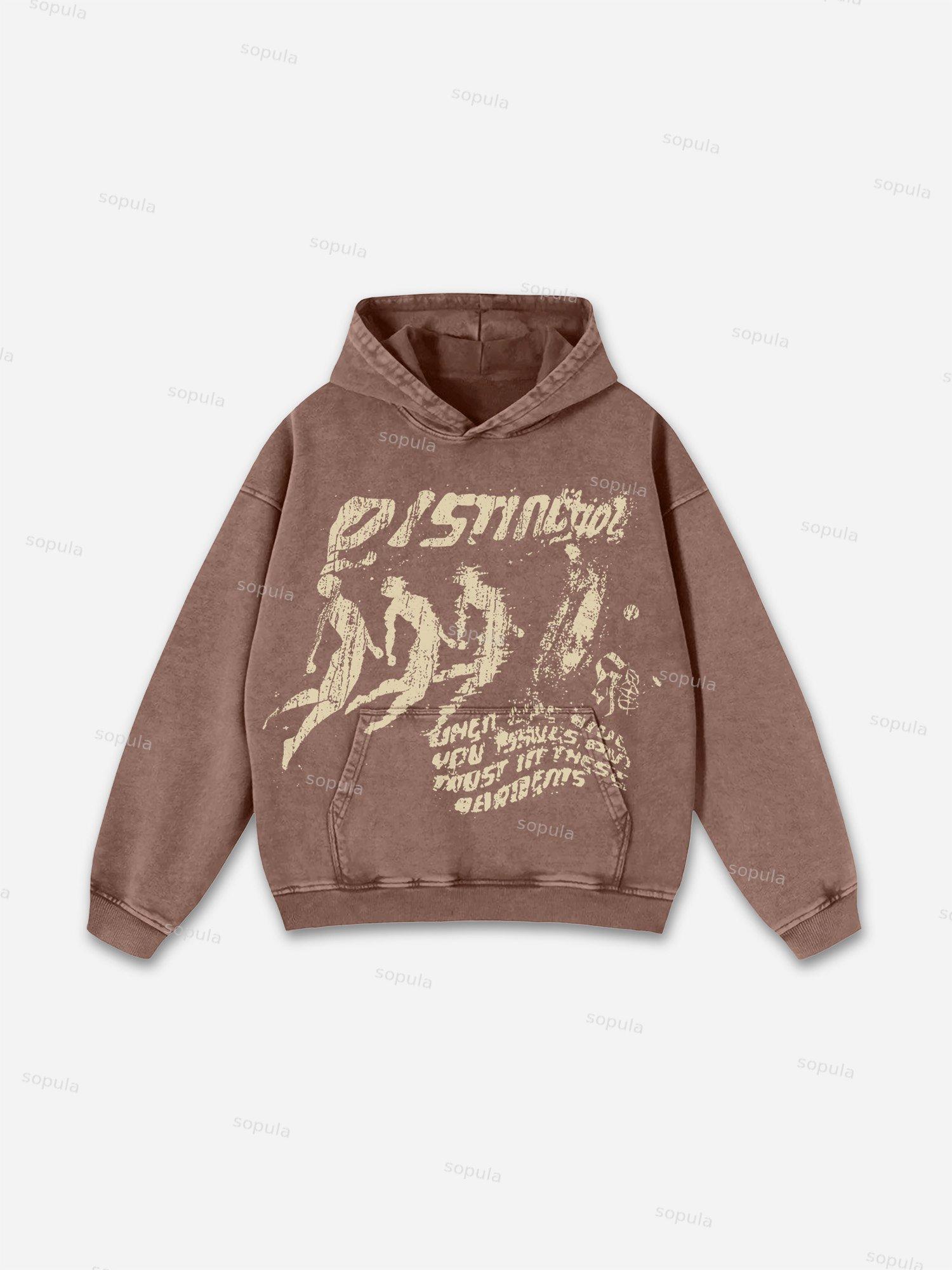 Vintage Spider Graphic Acid Washed Oversized Hoodie Product Image