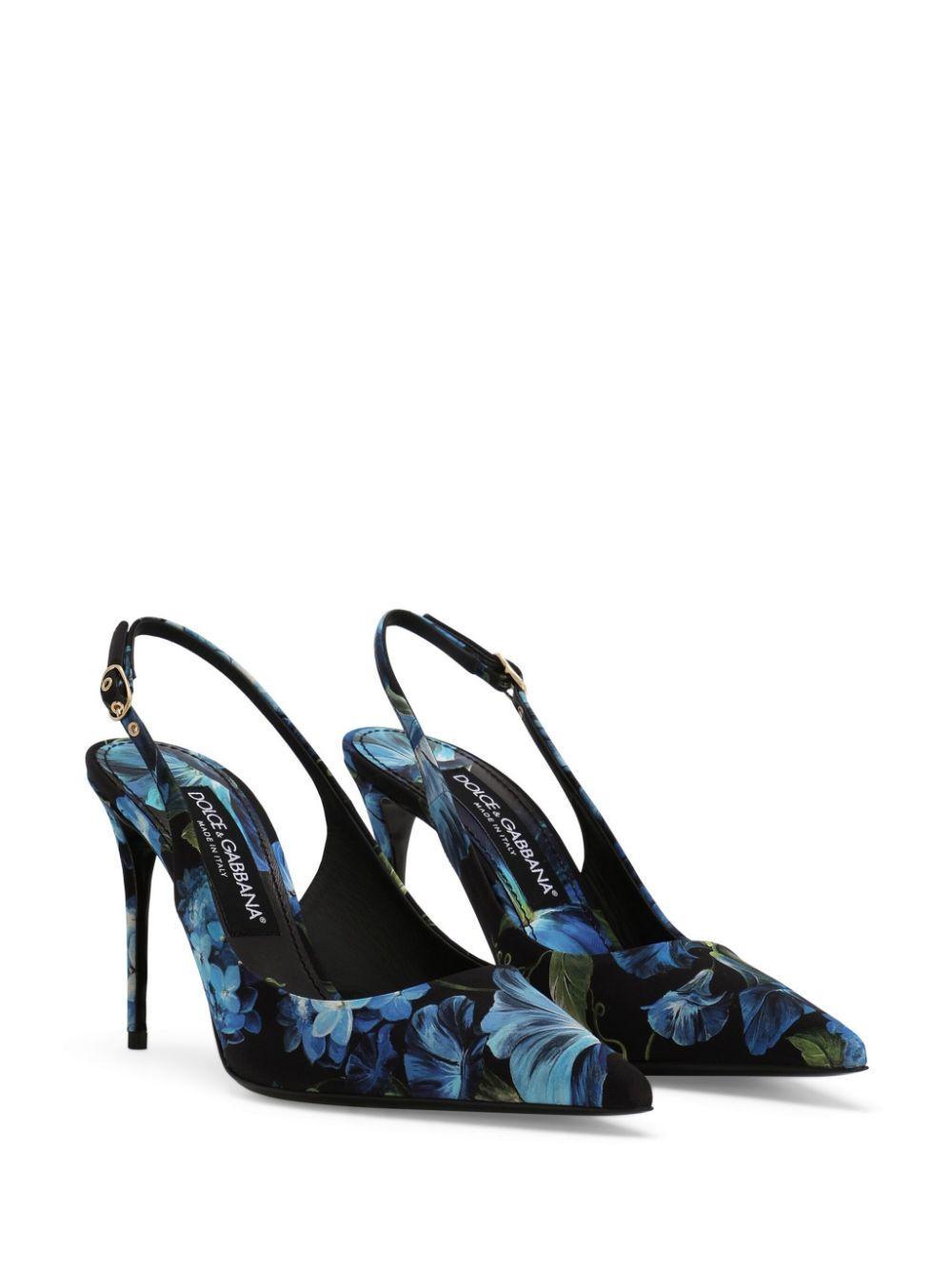 floral-print charmeuse slingback pumps Product Image