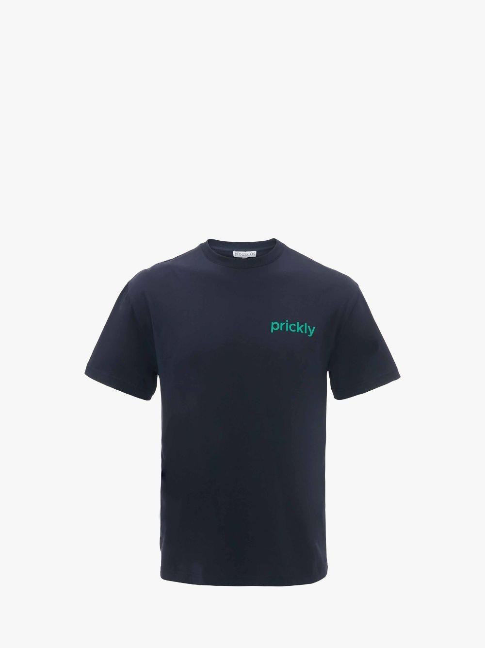 PRICKLY SLOGAN BACK PRINT T-SHIRT in blue | JW Anderson US  Product Image