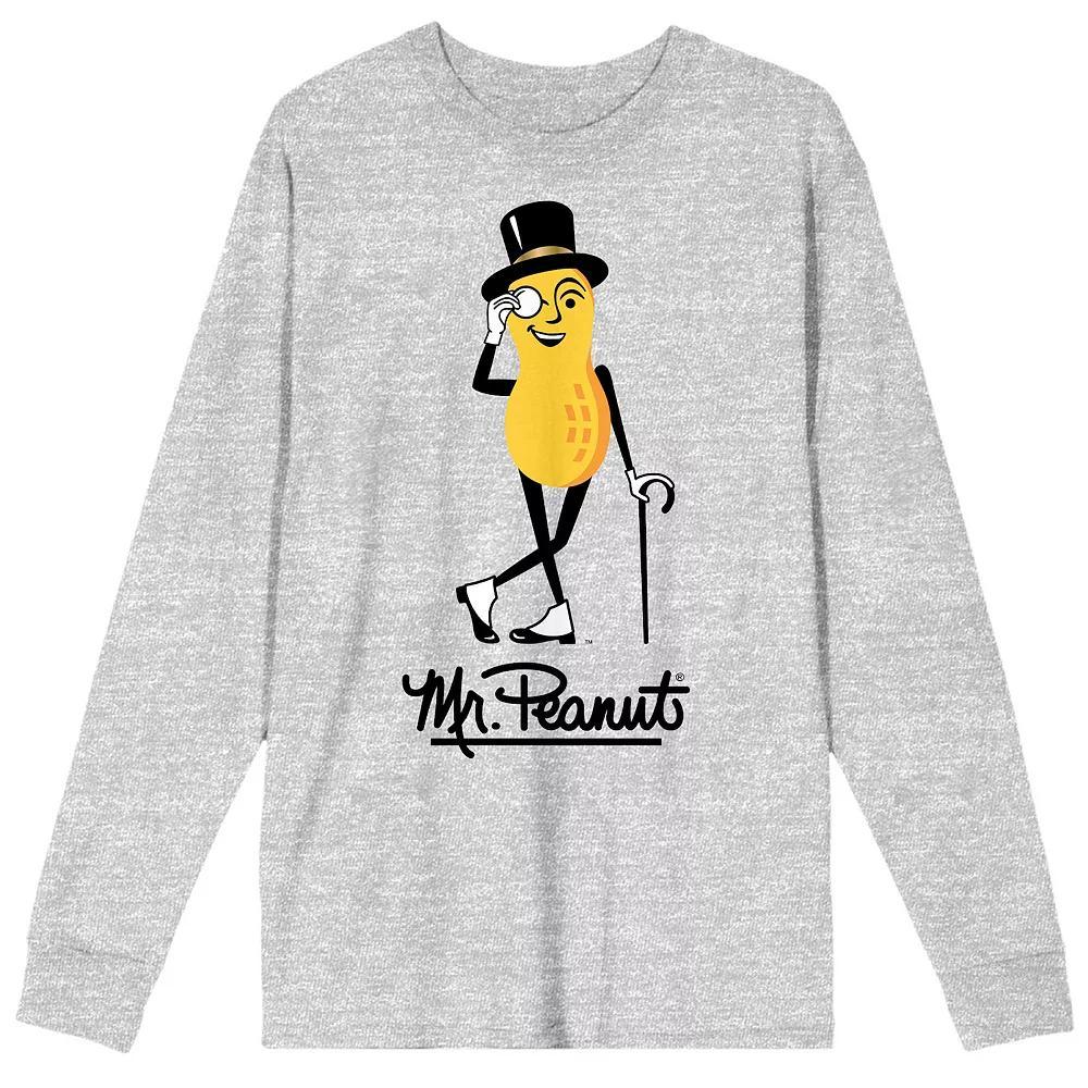 Men's Planters Mr. Peanut Long Sleeve Graphic Tee, Size: Large, Gray Product Image