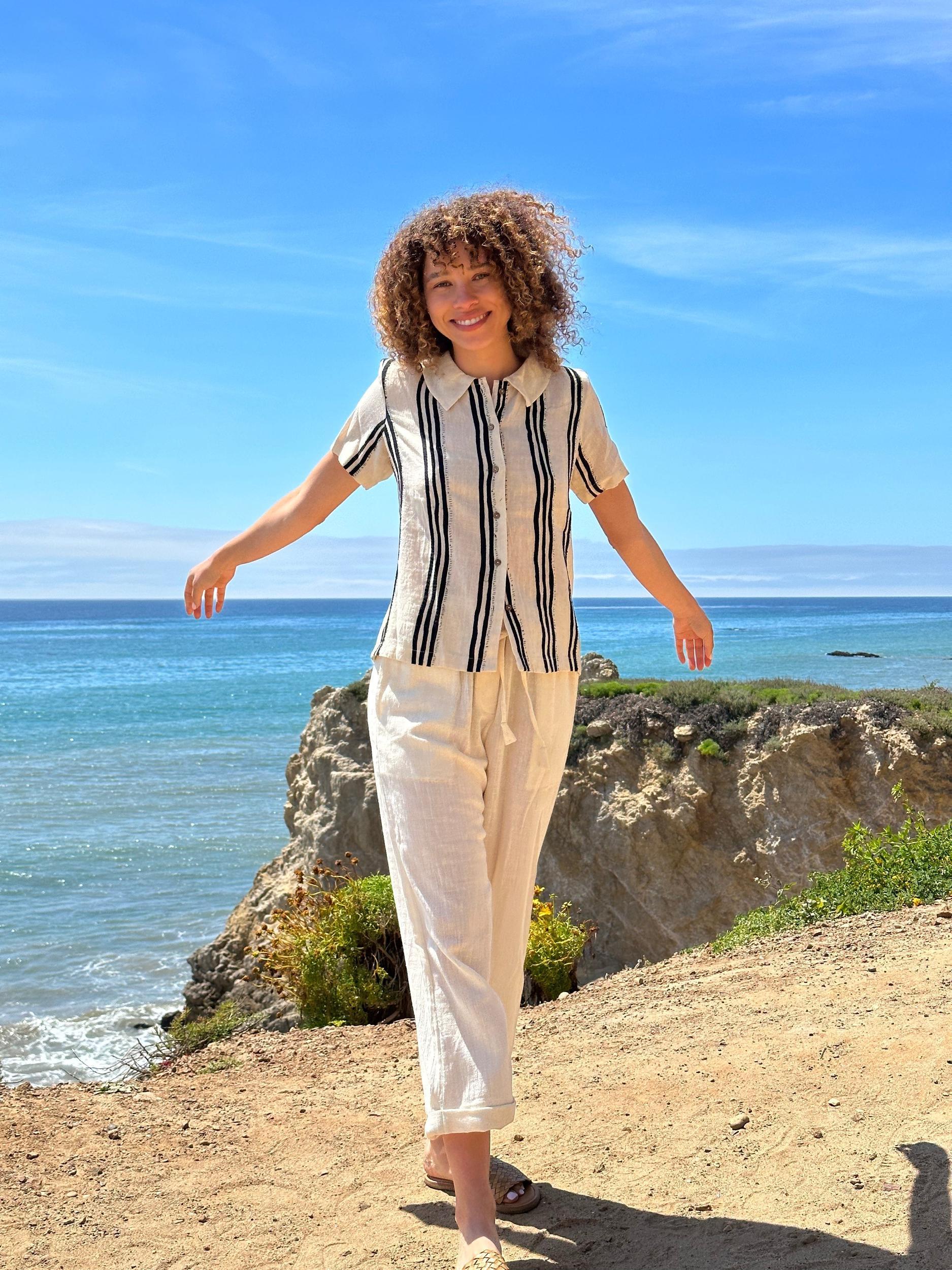 Hand Embellished Striped Shirt Product Image