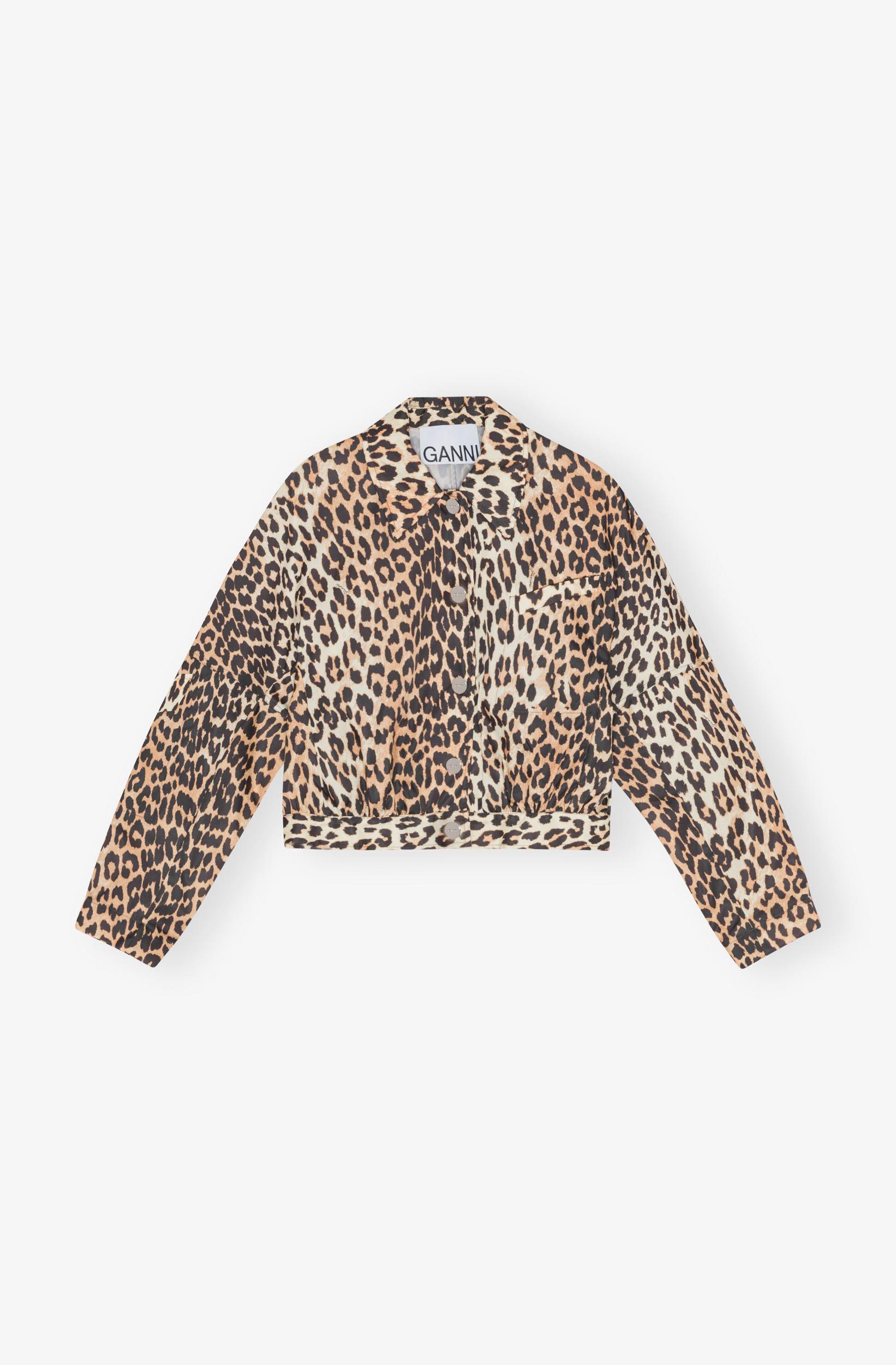 Leopard Duchesse Nylon Cropped Jacket Product Image
