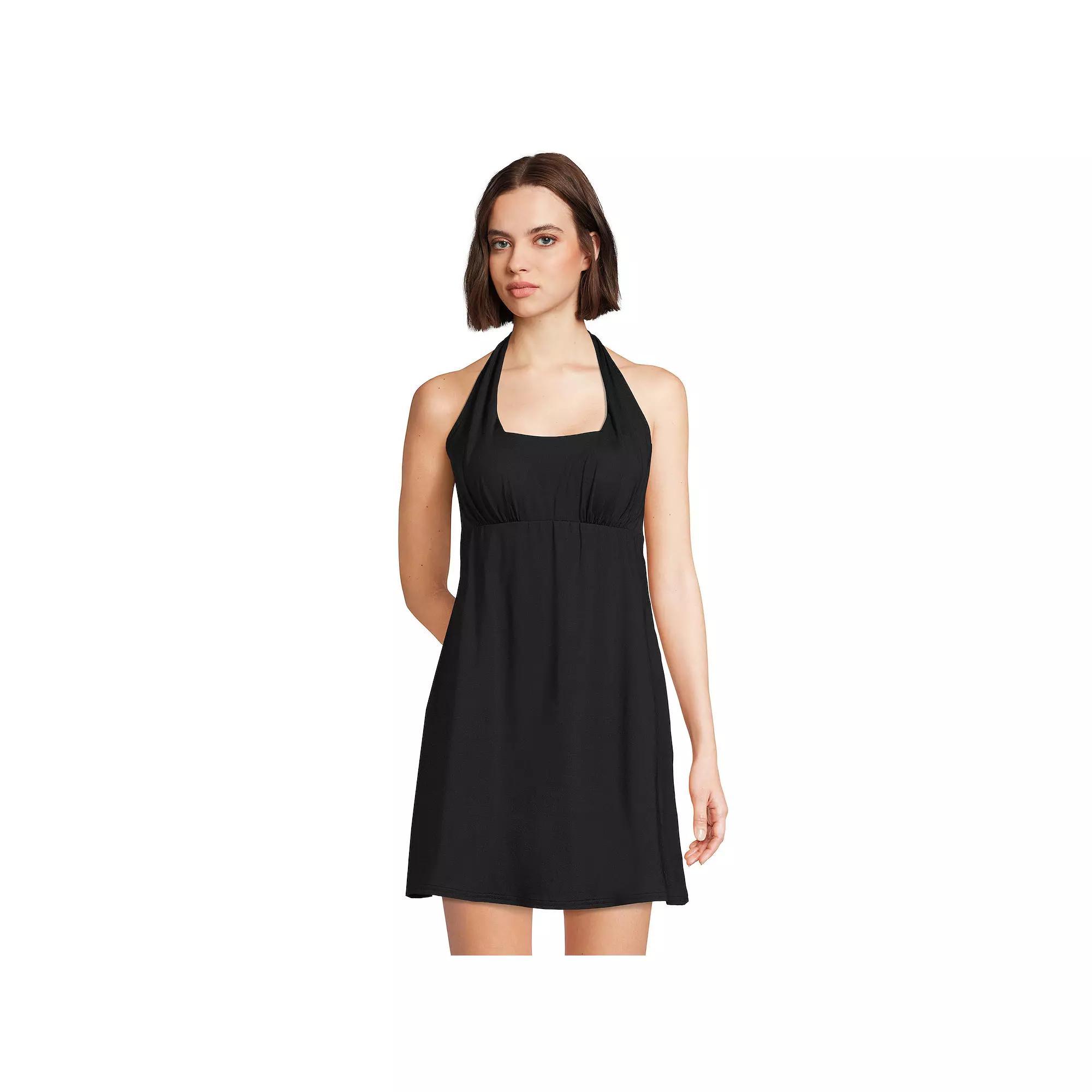 Women's Lands' End Chlorine Resistant Square Neck Halter Swim Dress,  Product Image