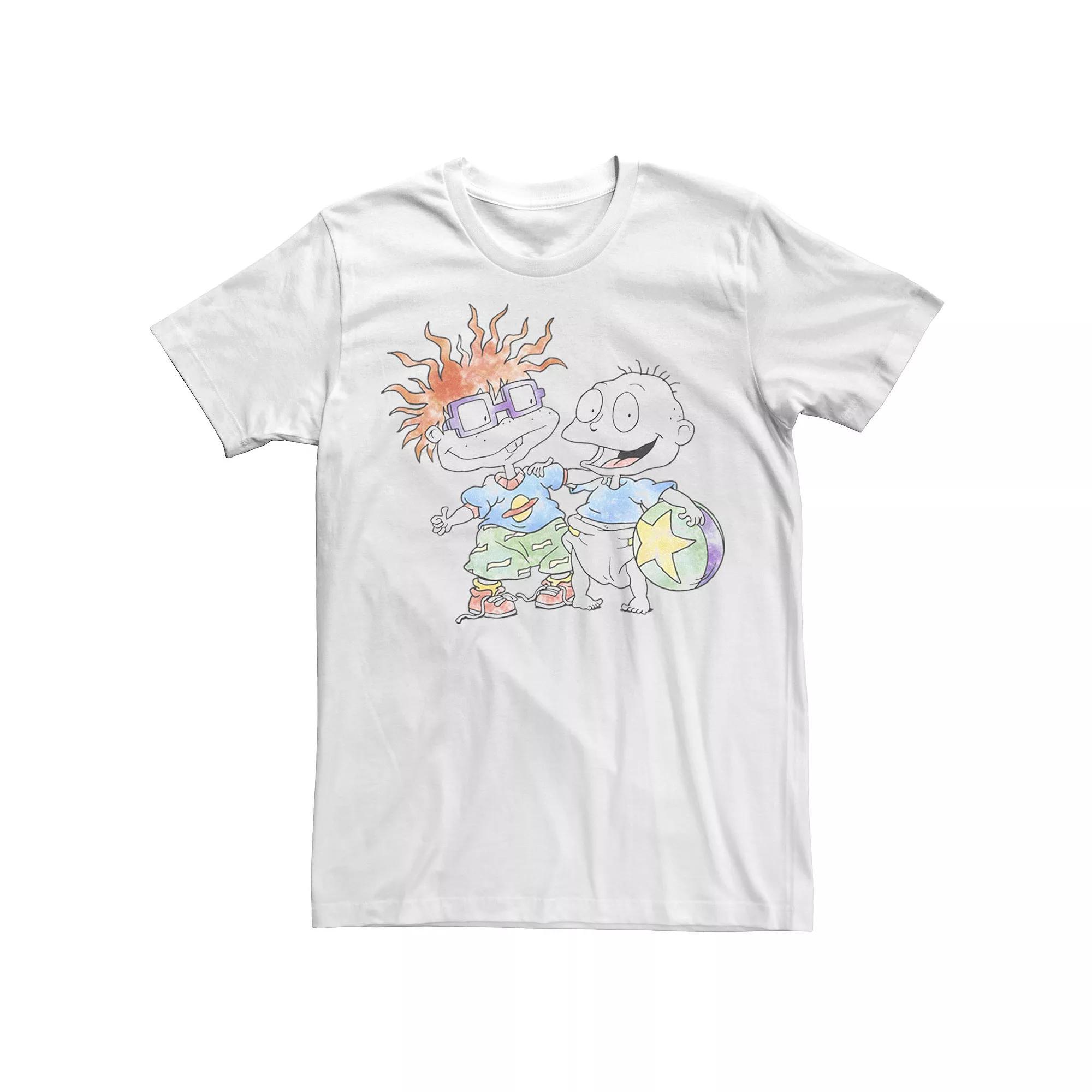 Men's Rugrats Tommy Chuckie Watercolor Tee, Size: Medium, White Product Image
