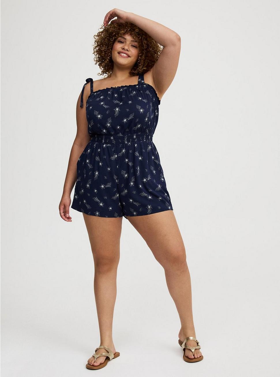 Stretch Challis Tie Strap Romper Product Image