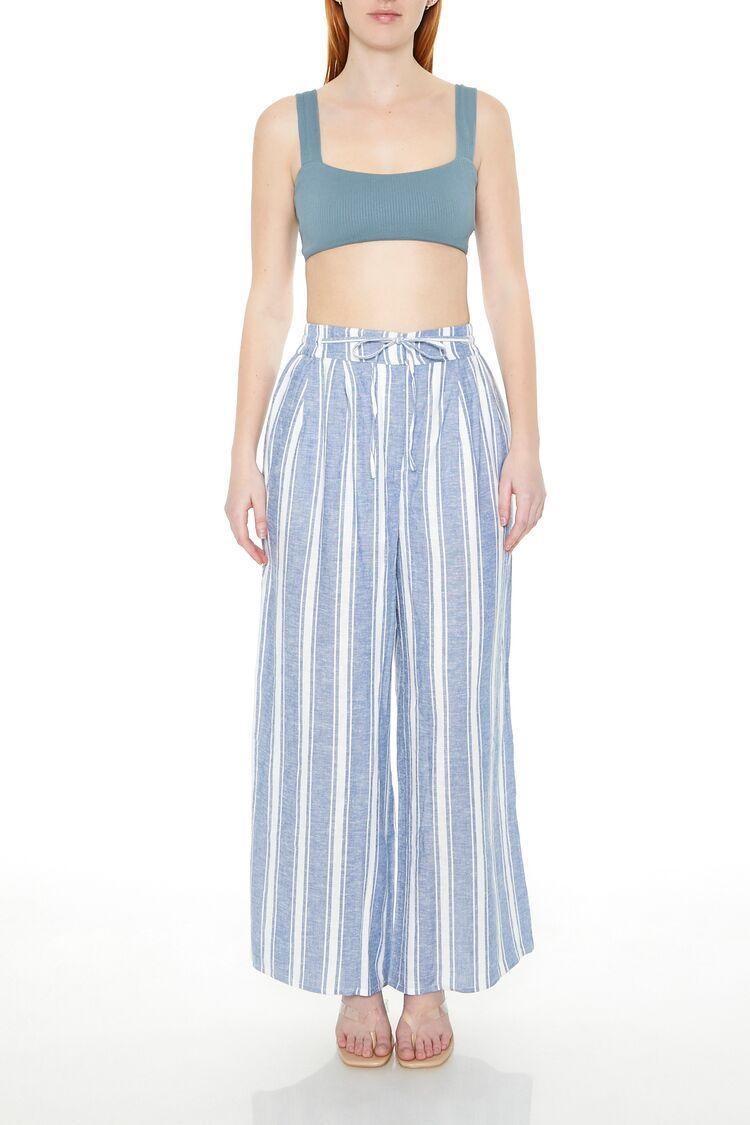 Striped Linen-Blend Wide-Leg Pants | Forever 21 Product Image