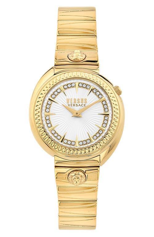 Versus By Versace Womens Tortona Crystal Two Hand Black Leather Strap Watch Product Image