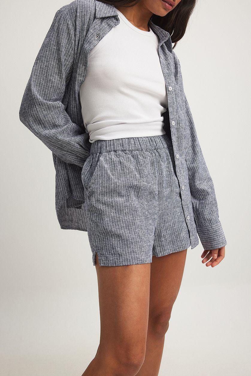 Elastic Waist Linen Blend Shorts Product Image