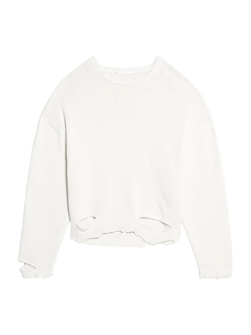 Mens Distressed Cotton Crewneck Sweater Product Image