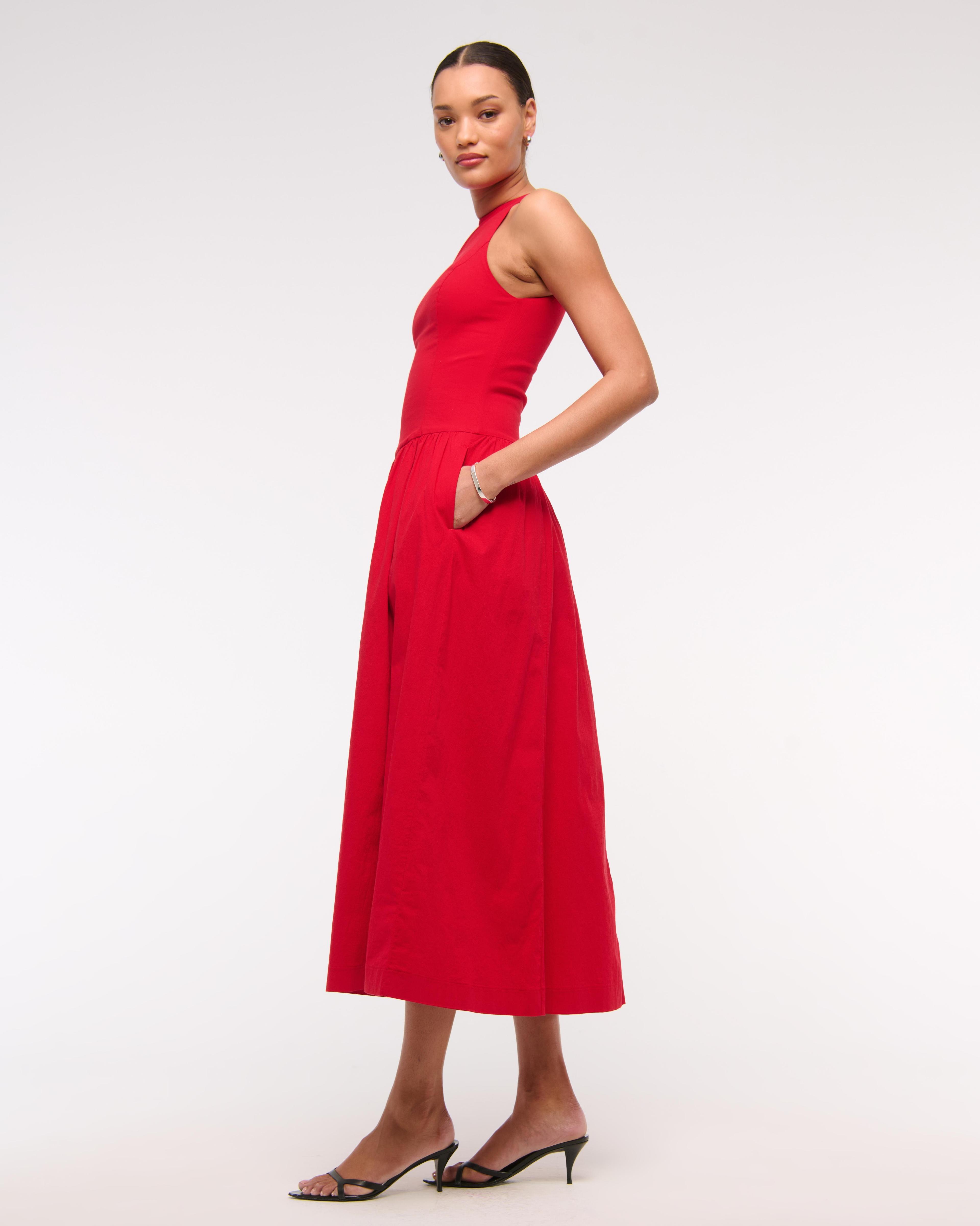 Drop-Waist Midi Dress Product Image