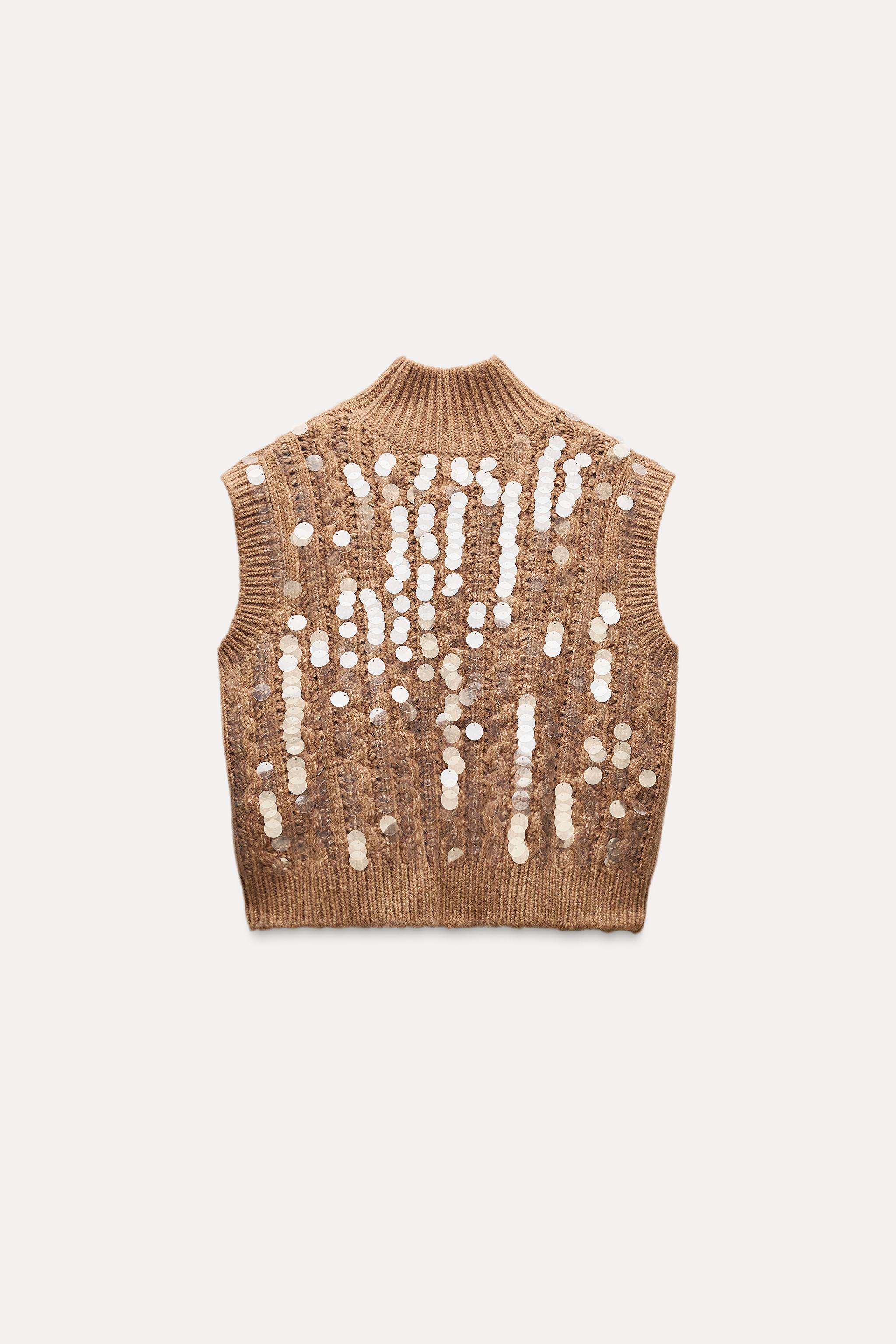 KNIT SEQUIN SWEATER VEST Product Image