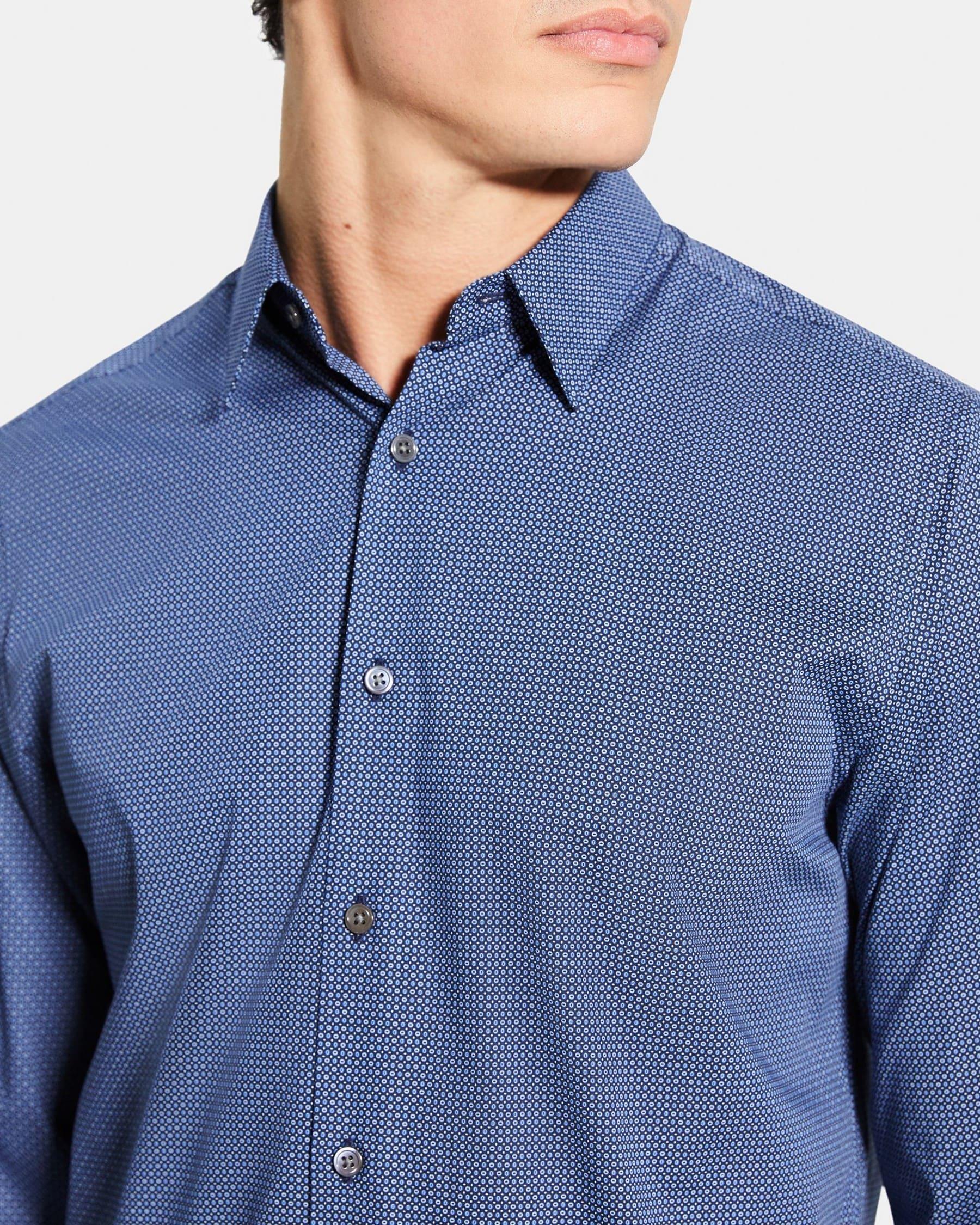 Standard-Fit Shirt in Printed Stretch Cotton Product Image