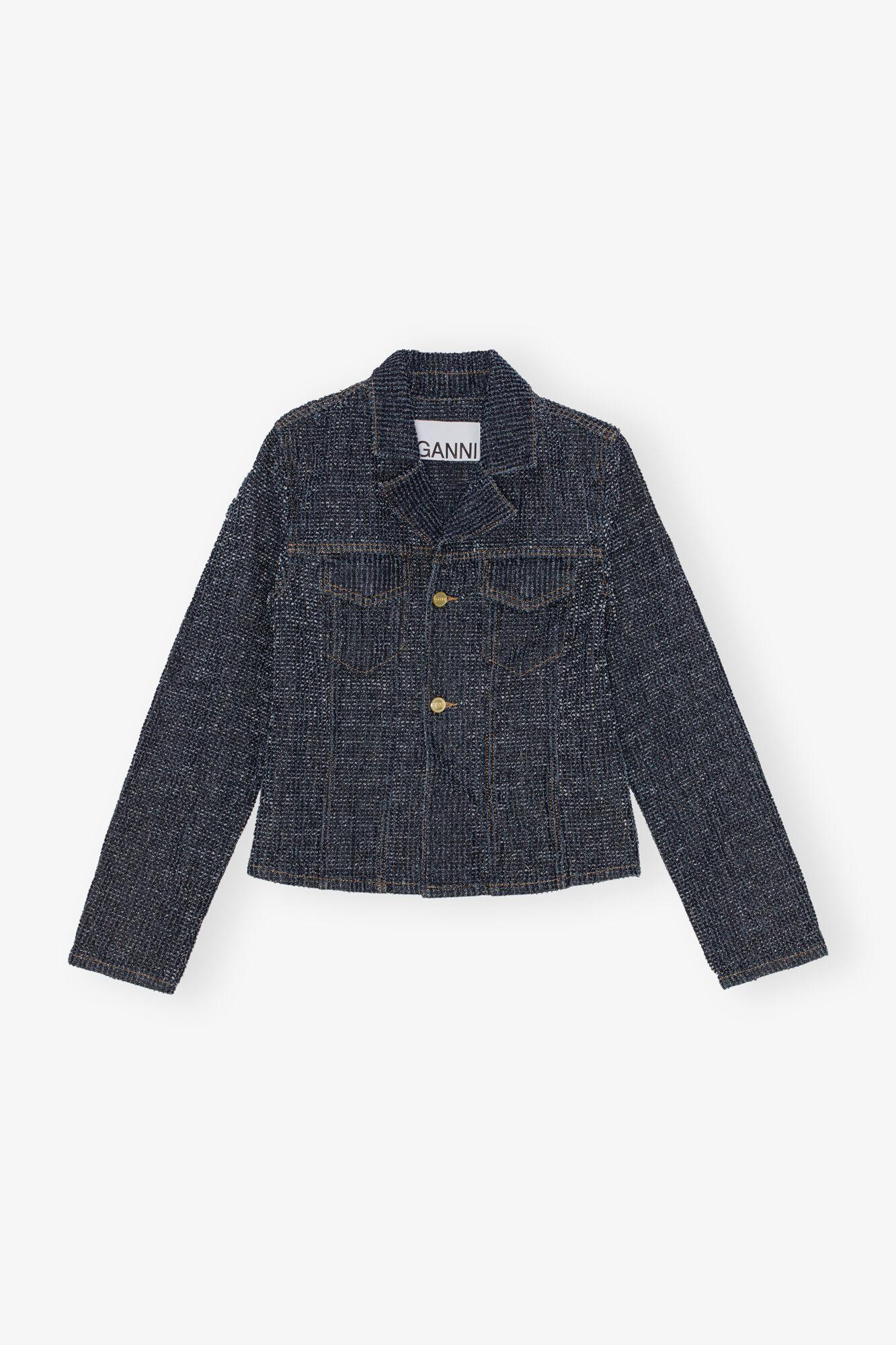 Dark Blue Textured Jacket Product Image