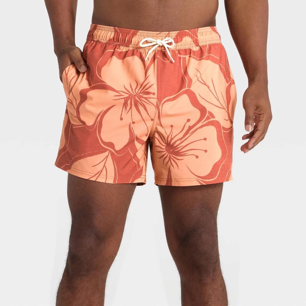 Men's 5" Swim Trunks - Goodfellow & Co™ Cream Print XXL Product Image