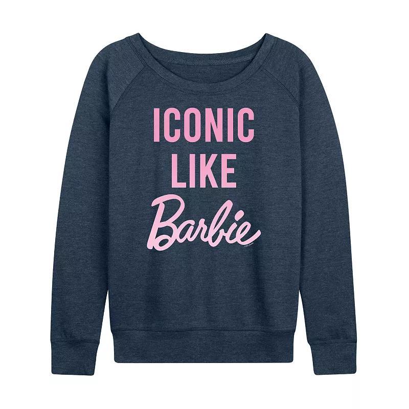 Women's Barbie® Iconic French Terry Long Sleeve Tee, Girl's, Size: Medium, Grey Indigo Product Image