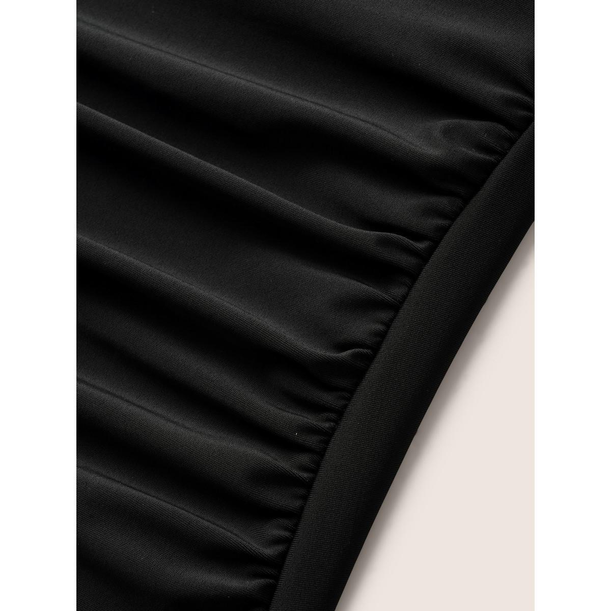 Plus Size Floral Embroidered Ruched Crisscross One Piece Swimsuit Women's Swimwear Black Beach Gathered Curve Bathing Suits High stretch One Pieces BloomChic 14-16/1X Product Image