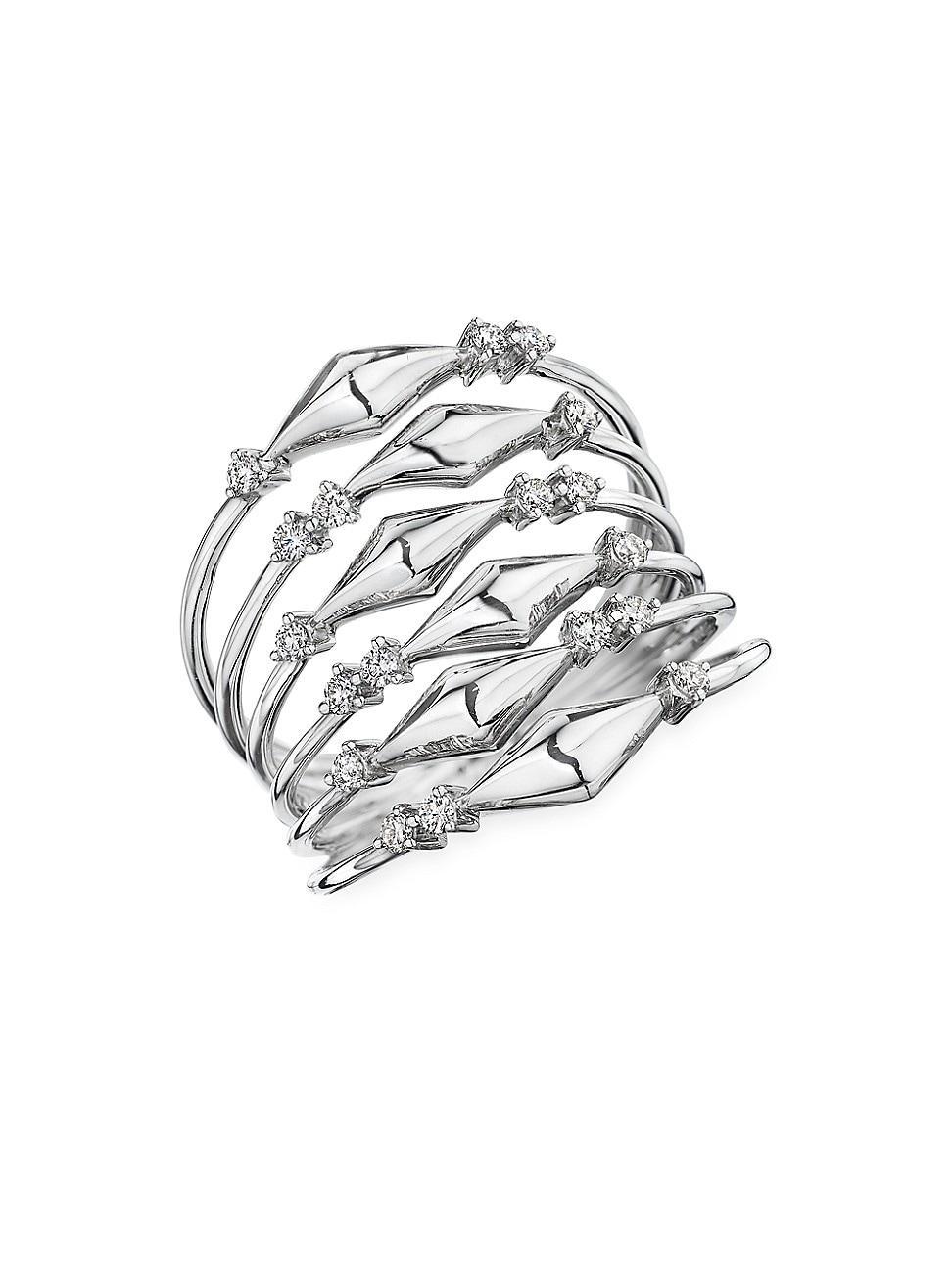 Womens Luminus 18K White Gold & Diamond Bar Ring Product Image