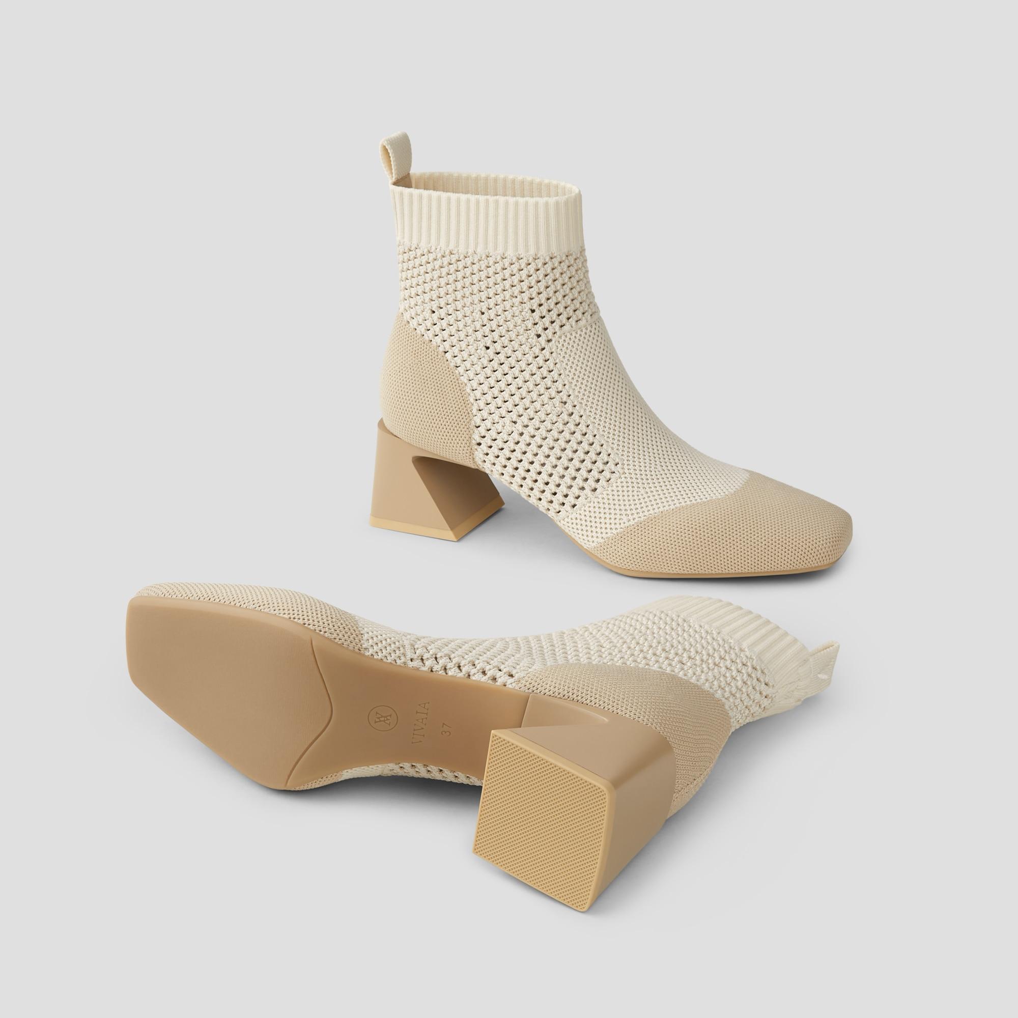 Square-Toe Perforated Heeled Boots (Melissa) Product Image