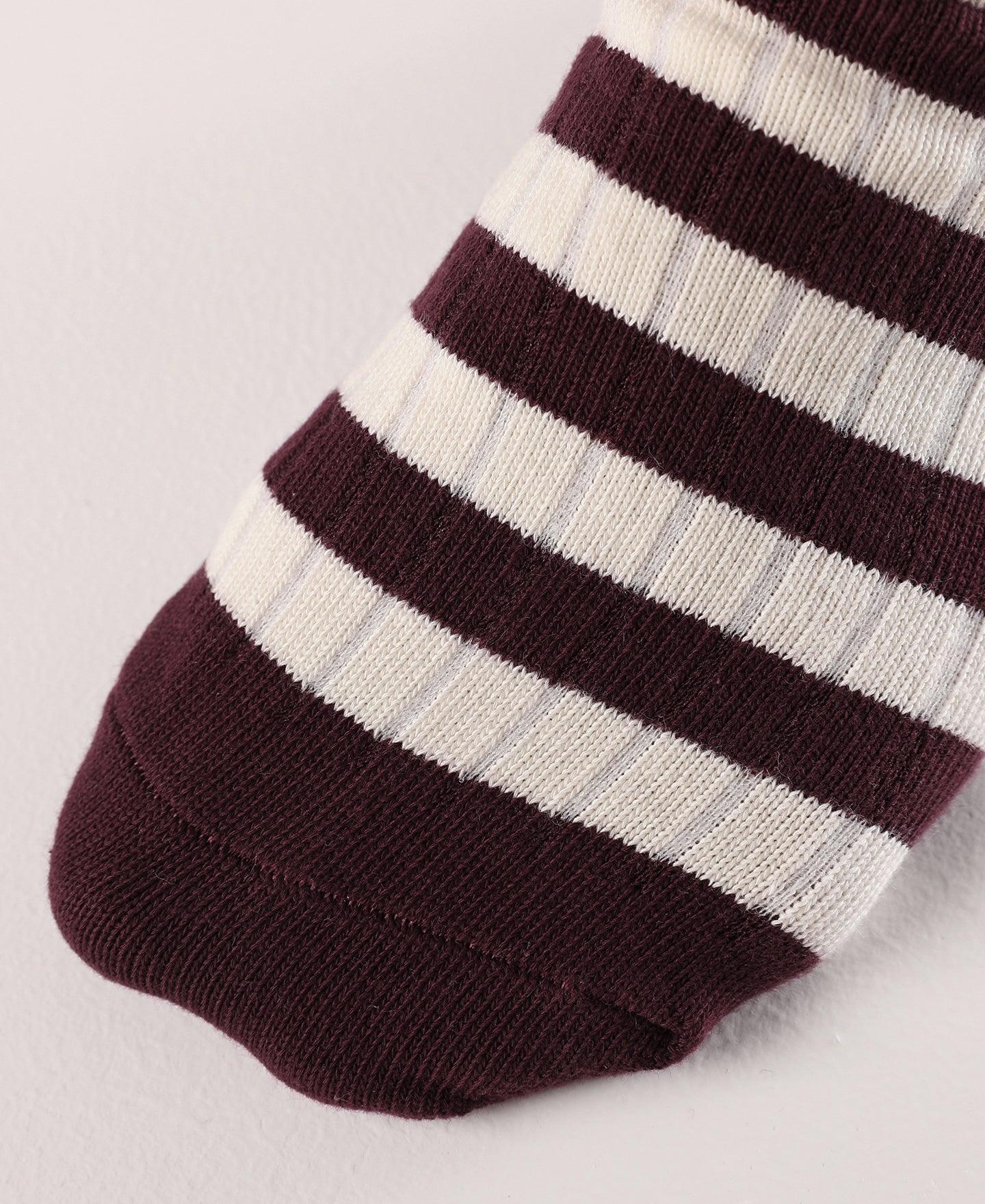 Retro Striped Cotton Socks - Red/White Product Image