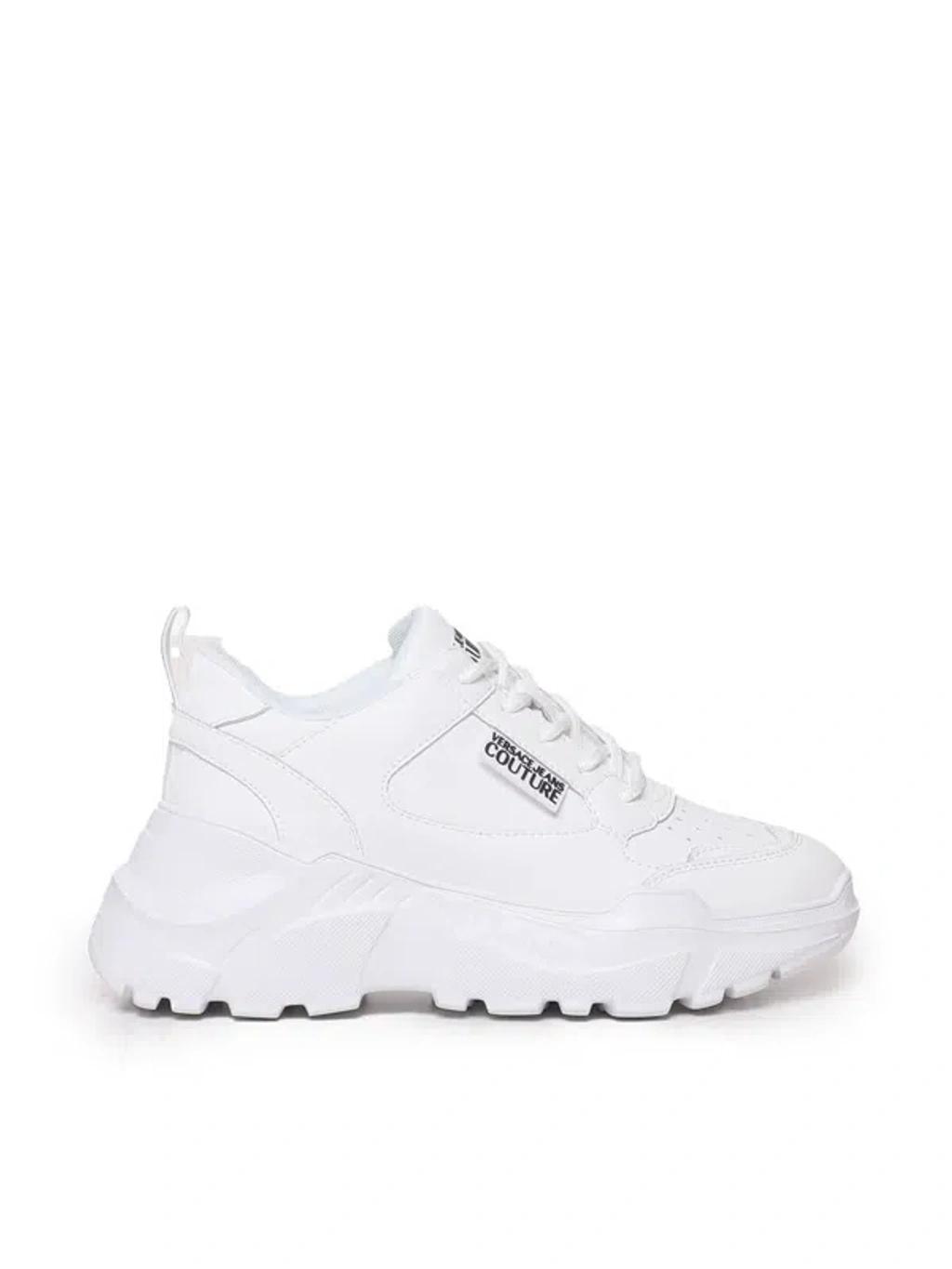 VERSACE JEANS COUTURE Logo-patch Low-top Sneakers In White Product Image