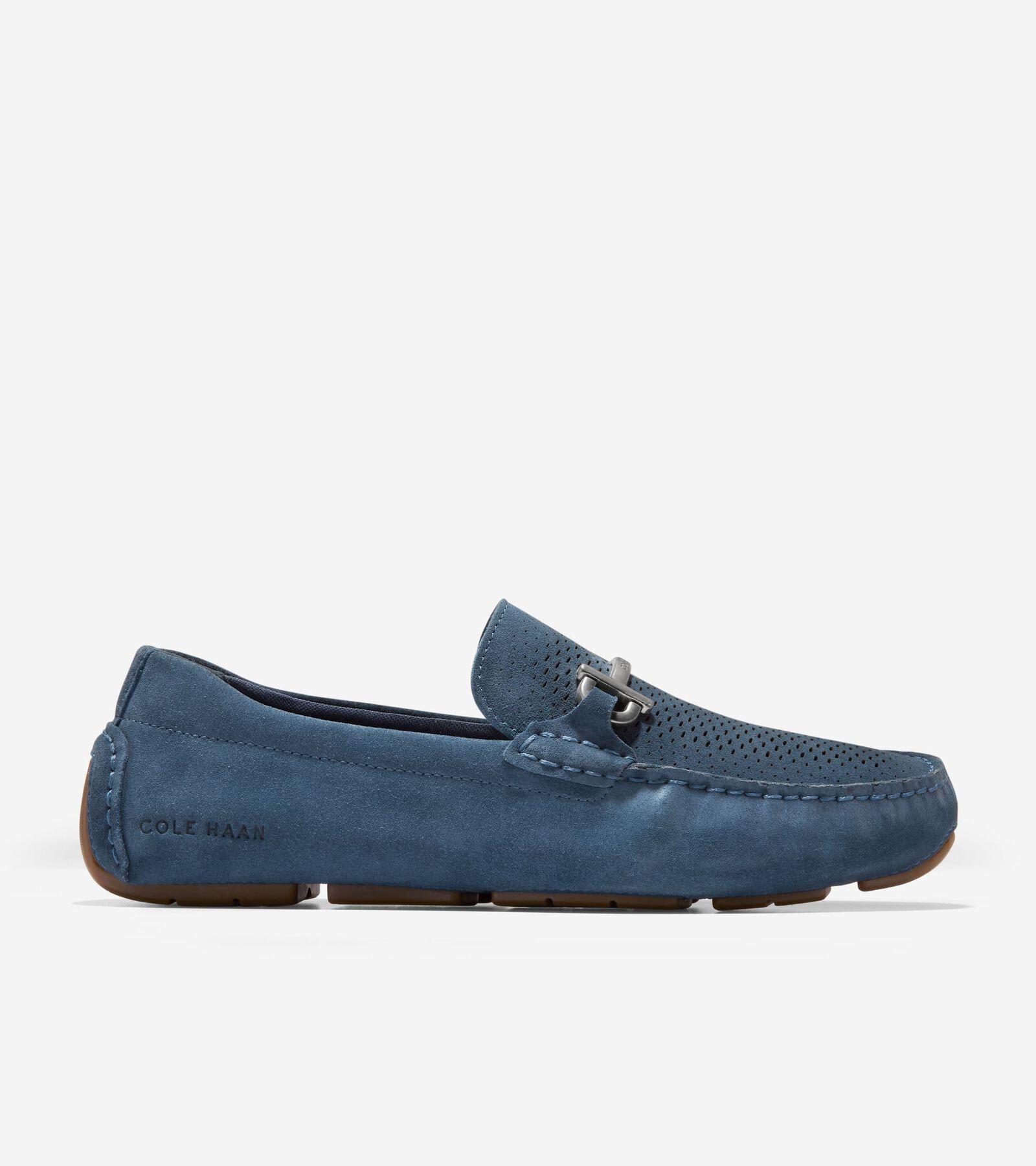 Cole Haan Mens Grand Laser Bit Driving Loafers - Blue Size 7 Product Image