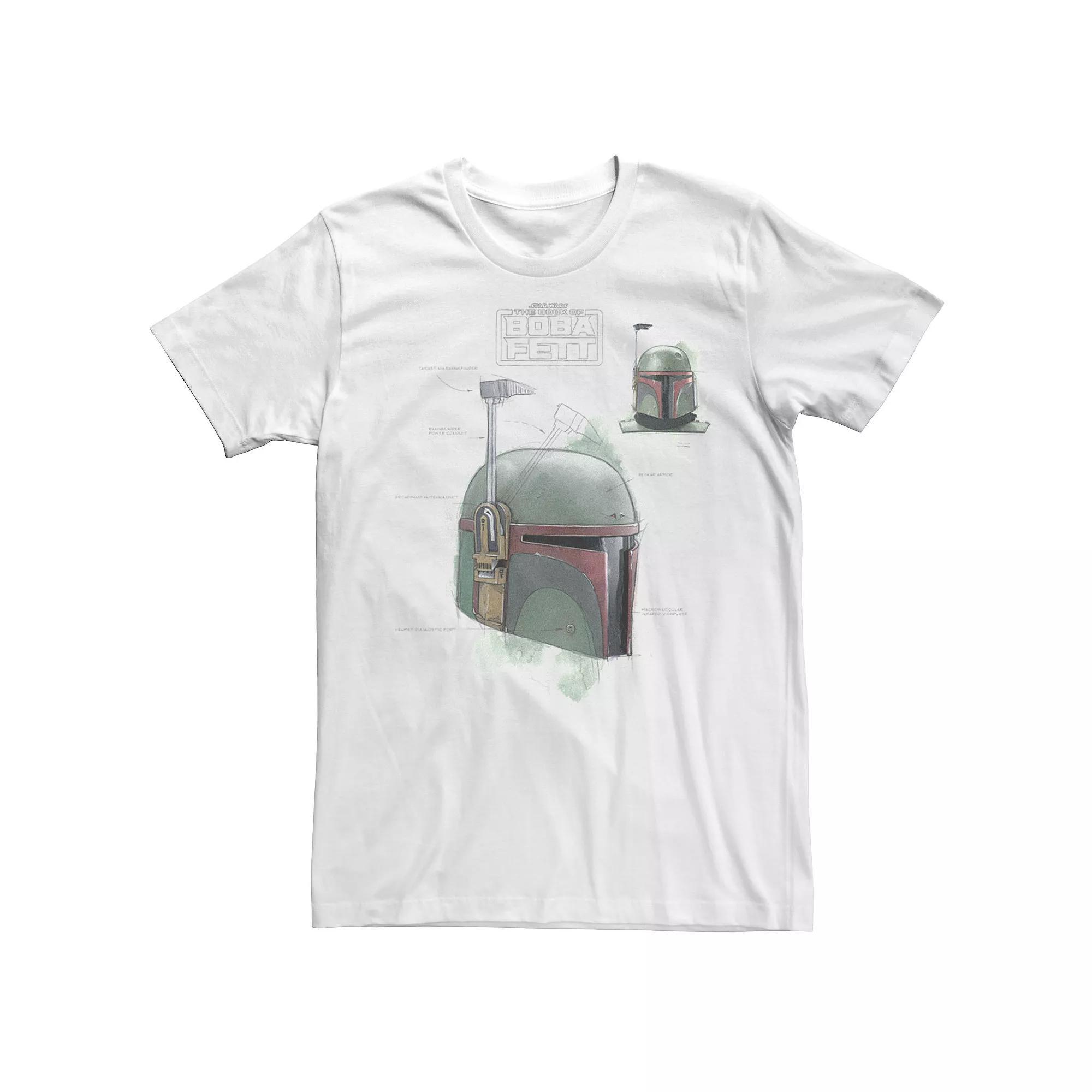 Men's Star Wars The Book Of Boba Fett Shining Helmet Portrait Tee, Size: Small, White Product Image