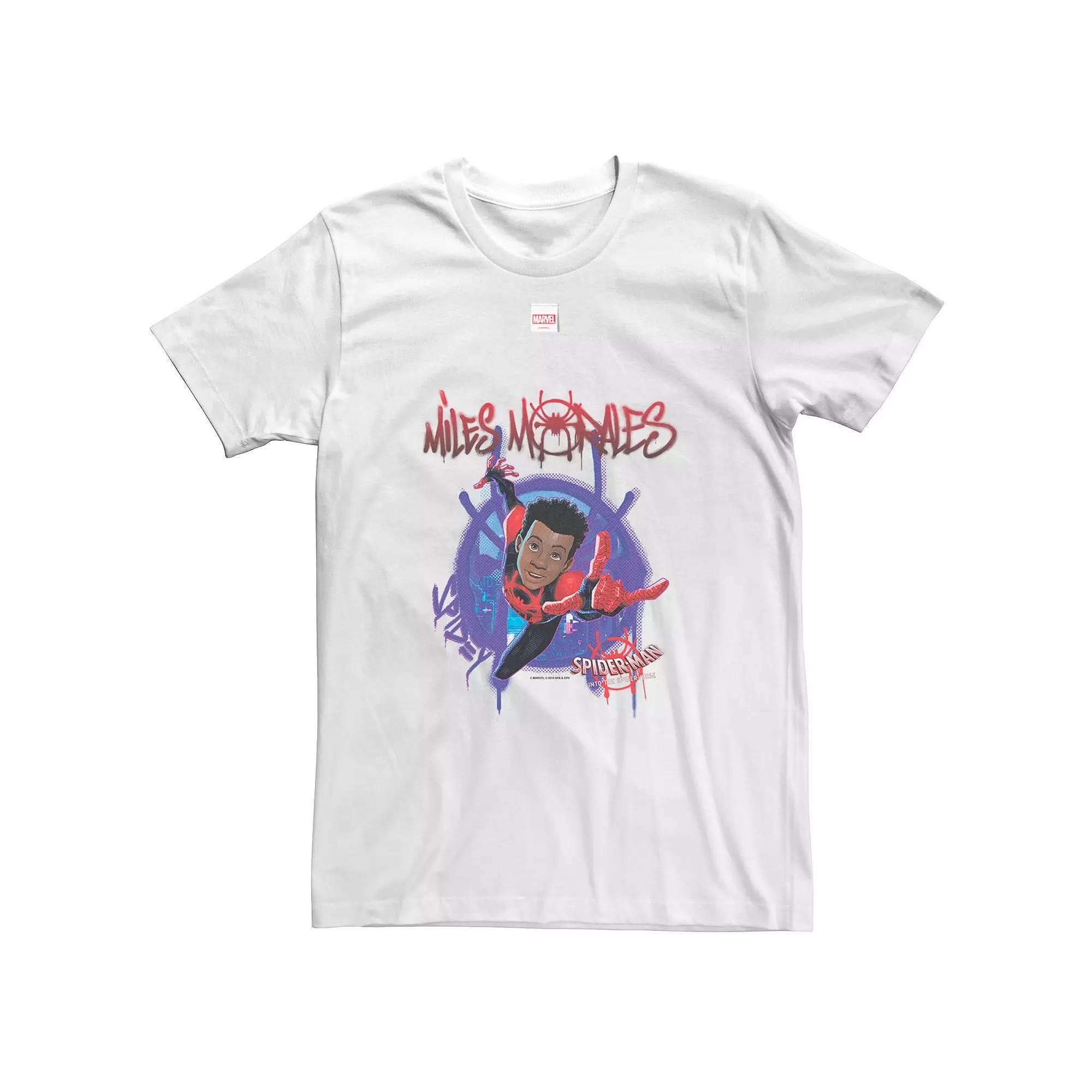 Big & Tall Marvel Spiderverse Miles Morales Splat Tee, Men's, Size: Large Tall, White Product Image