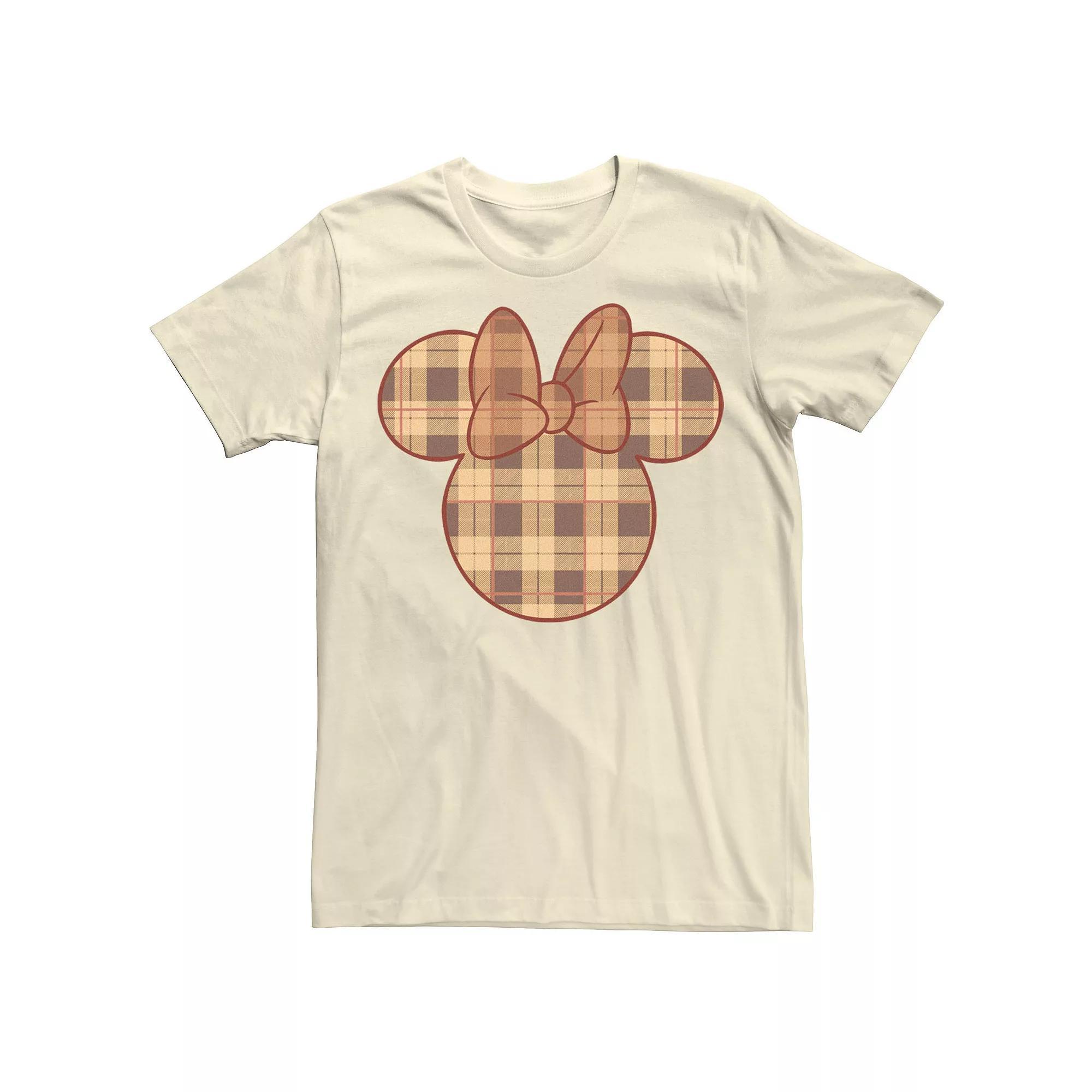 Disney's Mickey & Friends Minnie Fall Plaid Fill Men's Tee, Size: Medium, Natural Product Image