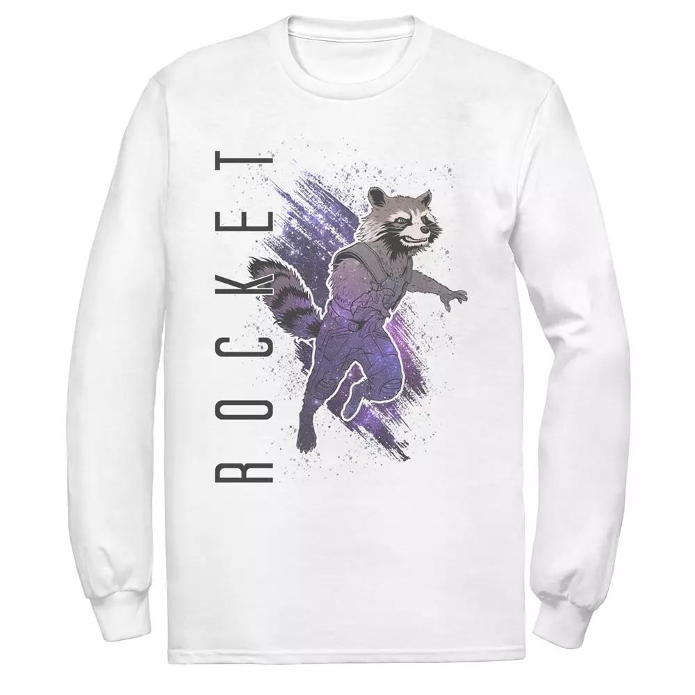 Men's Marvel Avengers Rocket Galaxy Painted Long Sleeve Tee,  Product Image