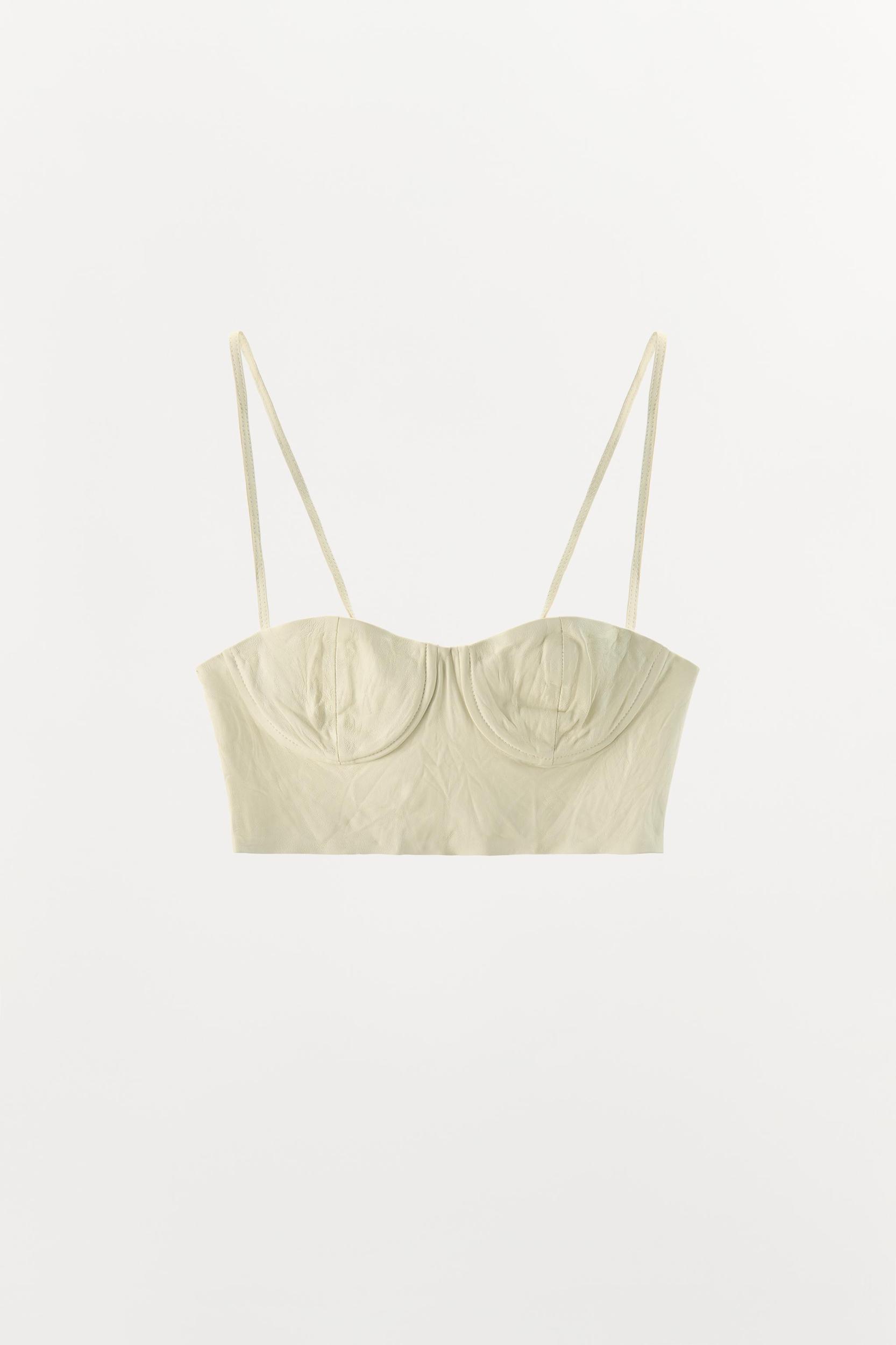 100% LEATHER RUCHED EFFECT CORSET TOP Product Image