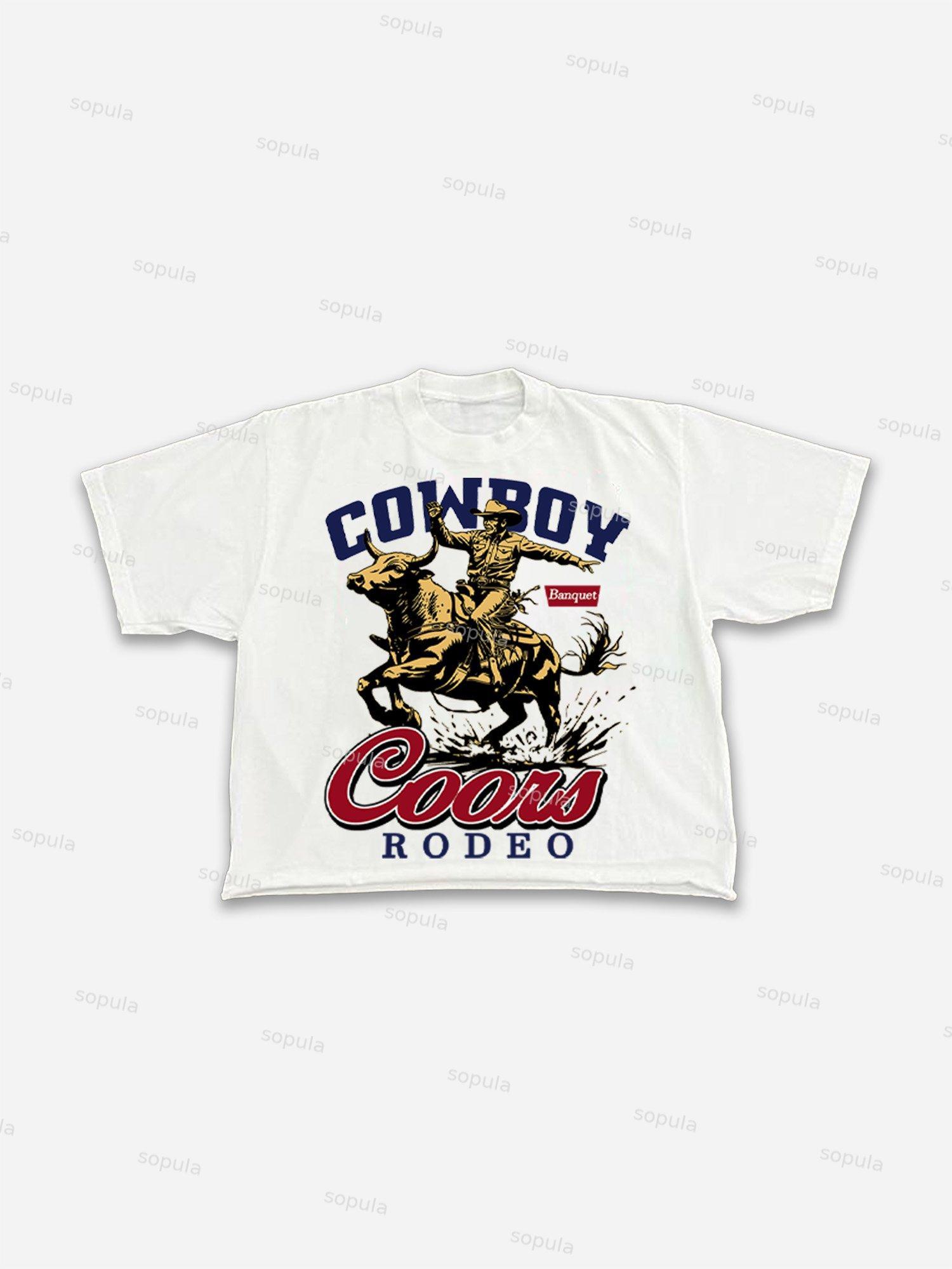 Coors Banquet Rodeo Print Cropped T-shirt Product Image