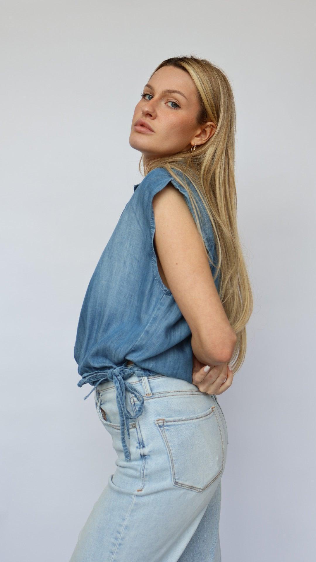 Collared Chambray Top Product Image