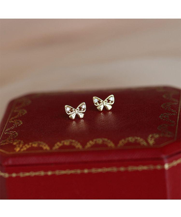 Bow Rhinestone Sterling Silver Ear Stud Product Image