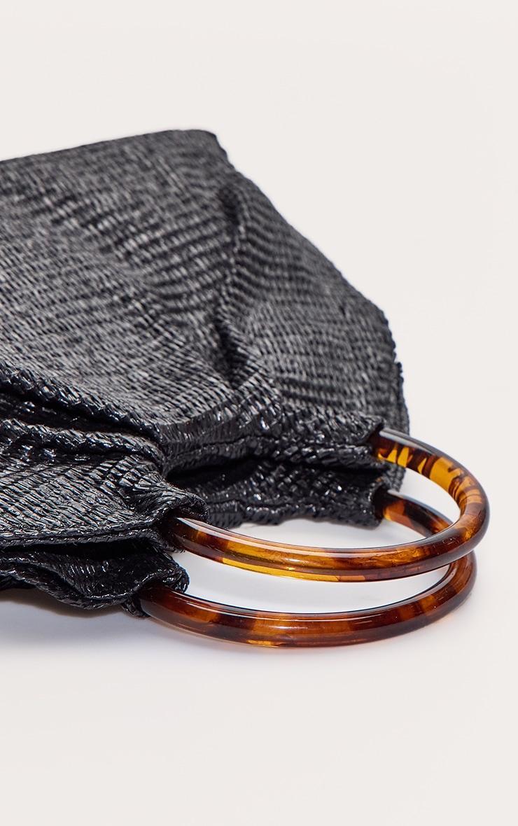 Black Raffia Trapeze Hand Bag Product Image