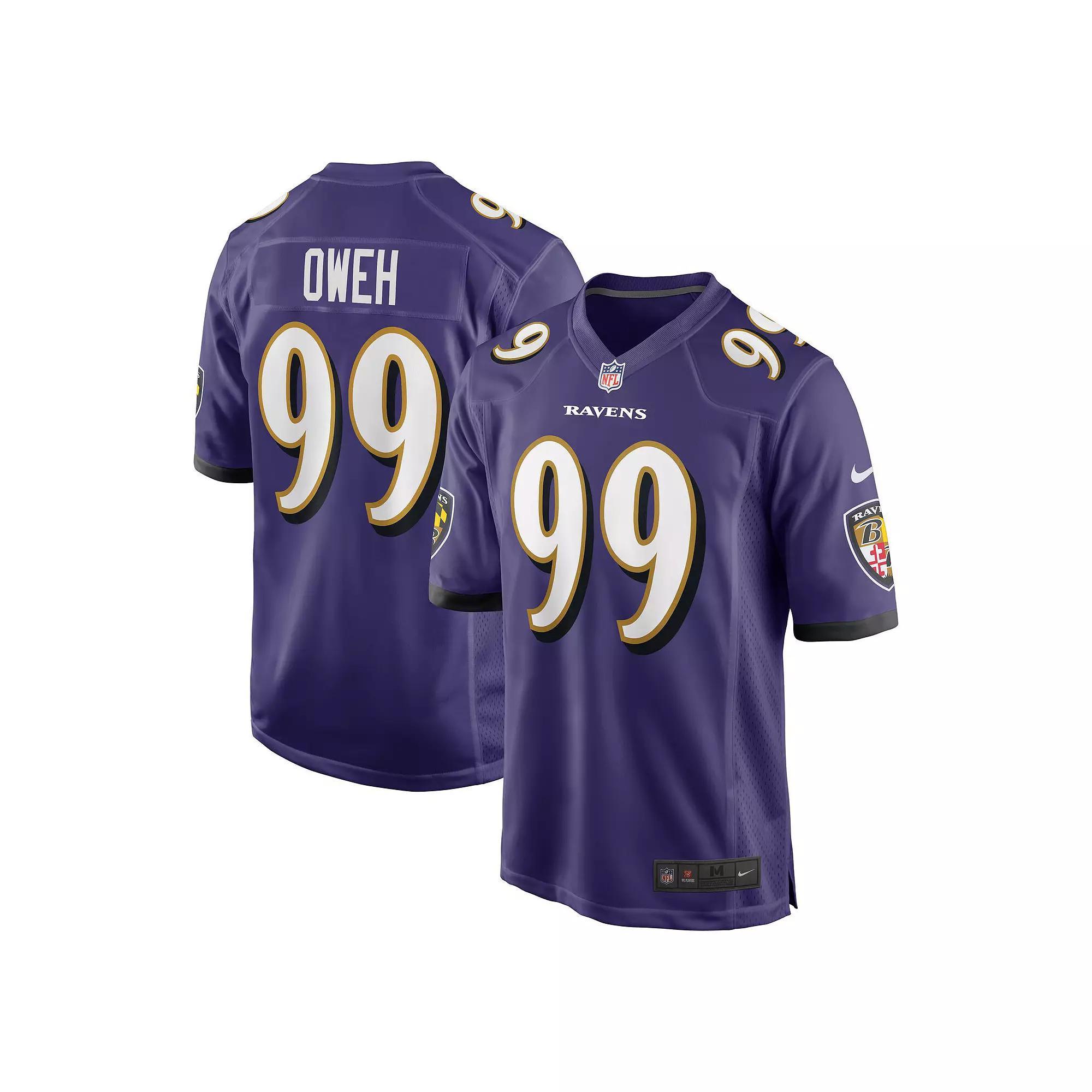 Men's Nike Odafe Oweh Purple Baltimore Ravens Game Jersey, Size: Medium Product Image