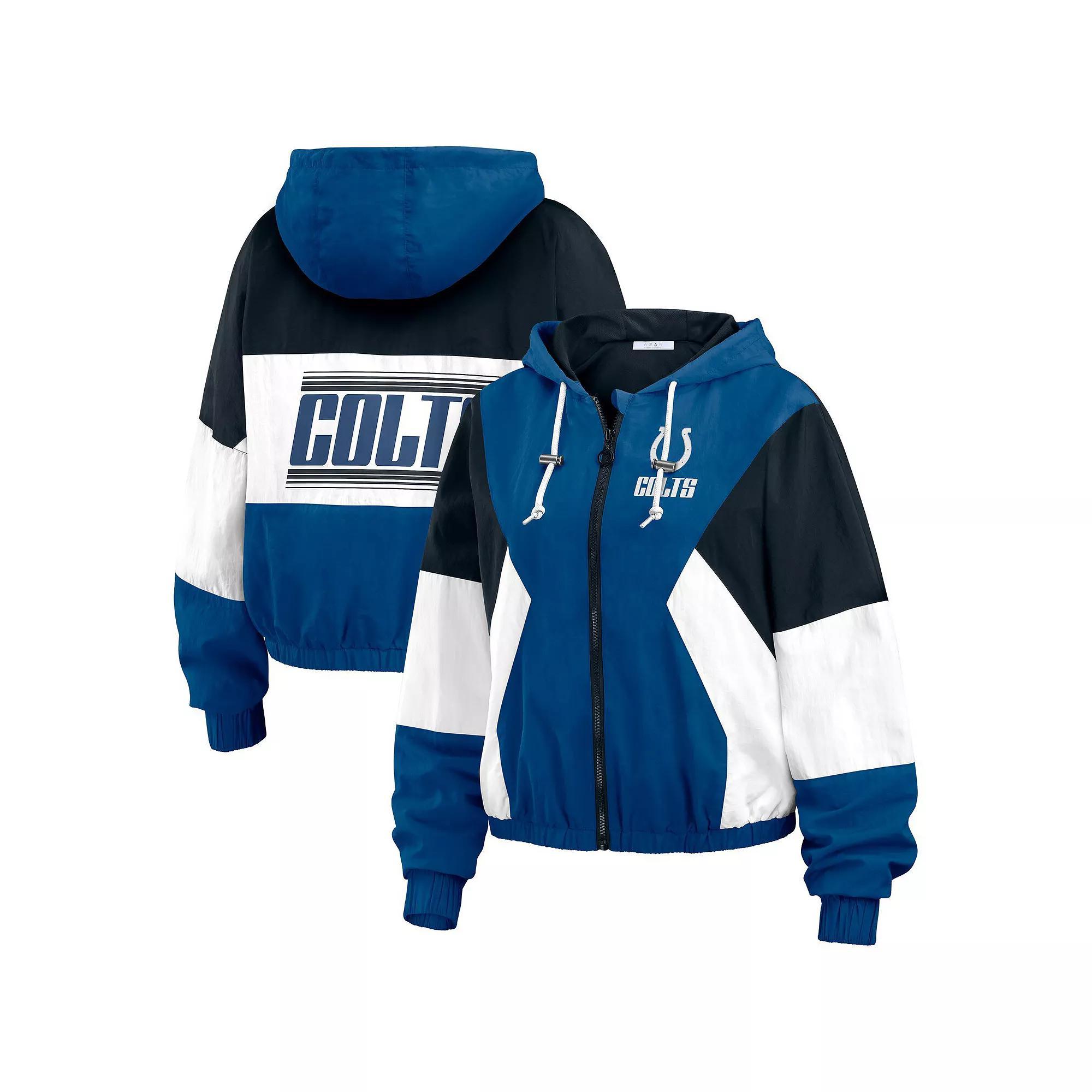 Women's WEAR by Erin Andrews Blue Indianapolis Colts Plus Size Color Block Full-Zip Windbreaker Jacket, Size: 1XL Product Image