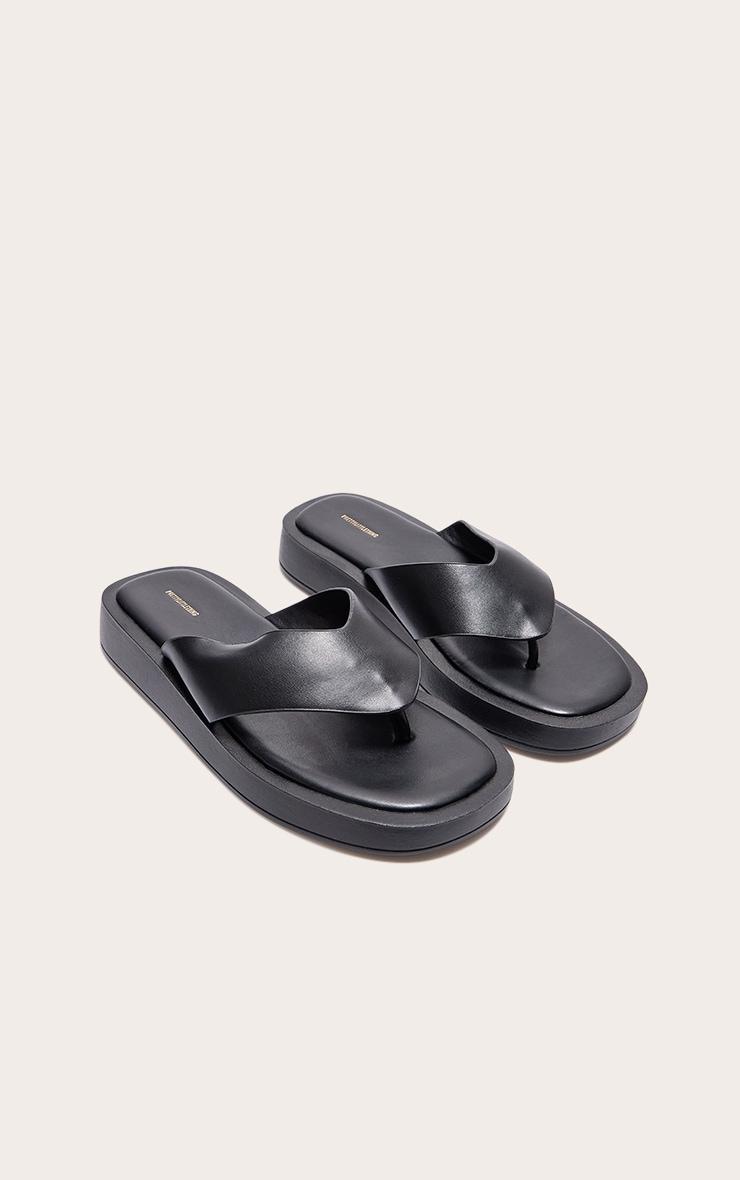 Black Chunky Sandal Toe Post Flip Flops Product Image