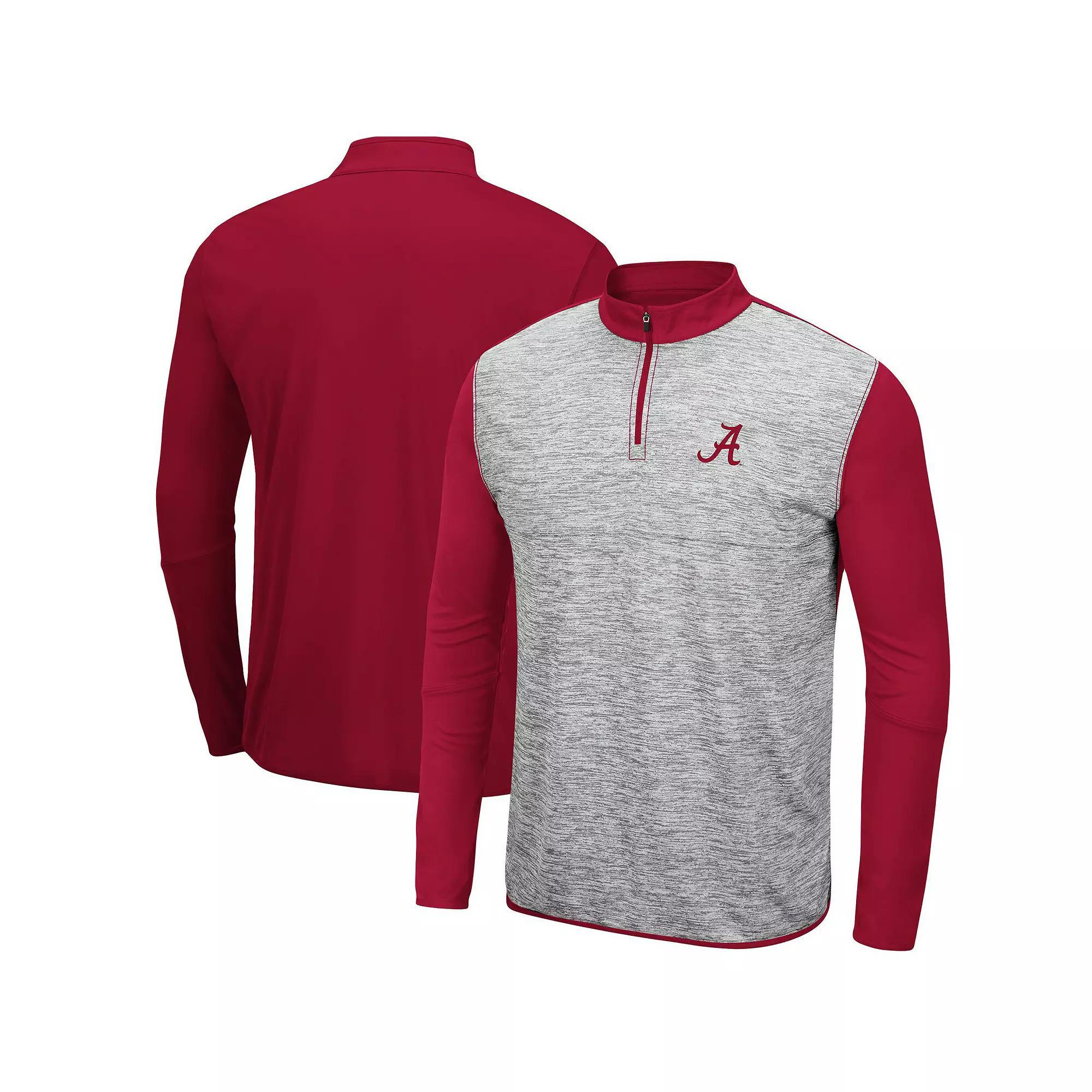 Men's Colosseum Heathered Gray/Crimson Alabama Crimson Tide Prospect Quarter-Zip Jacket, Size: Large, Grey Product Image